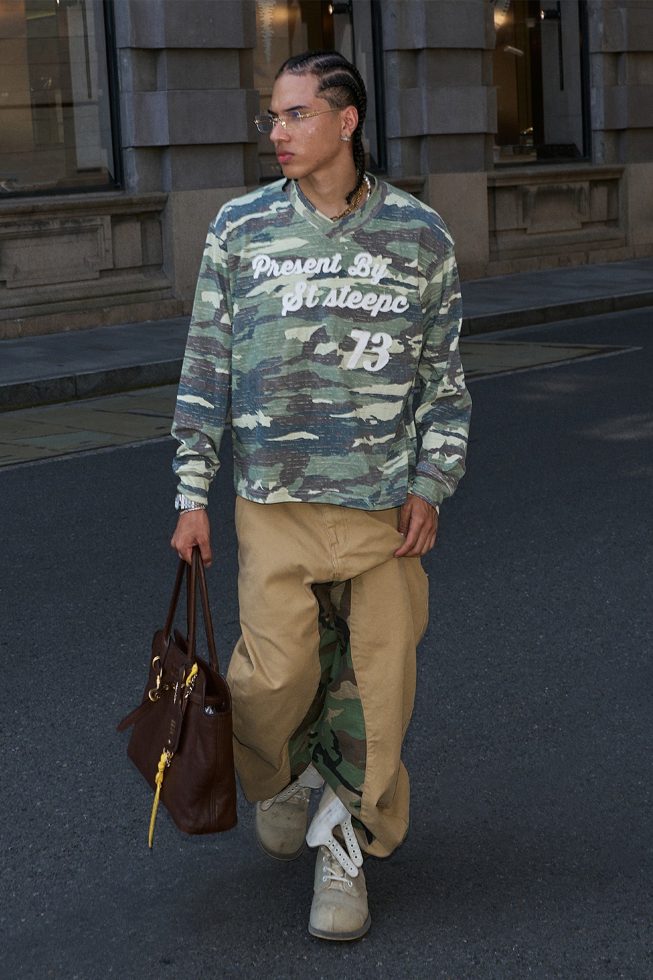 STEEPC Camo-Spliced Baggy Pants