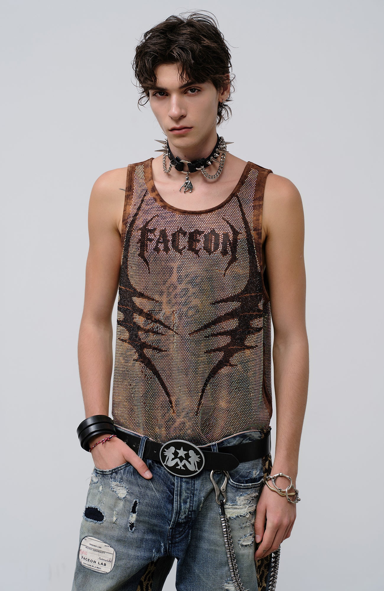 FACEONLAB Venom Diamond Punk Tank Leopard, premium urban and streetwear designers apparel on PROJECTISR.com, FACEONLAB