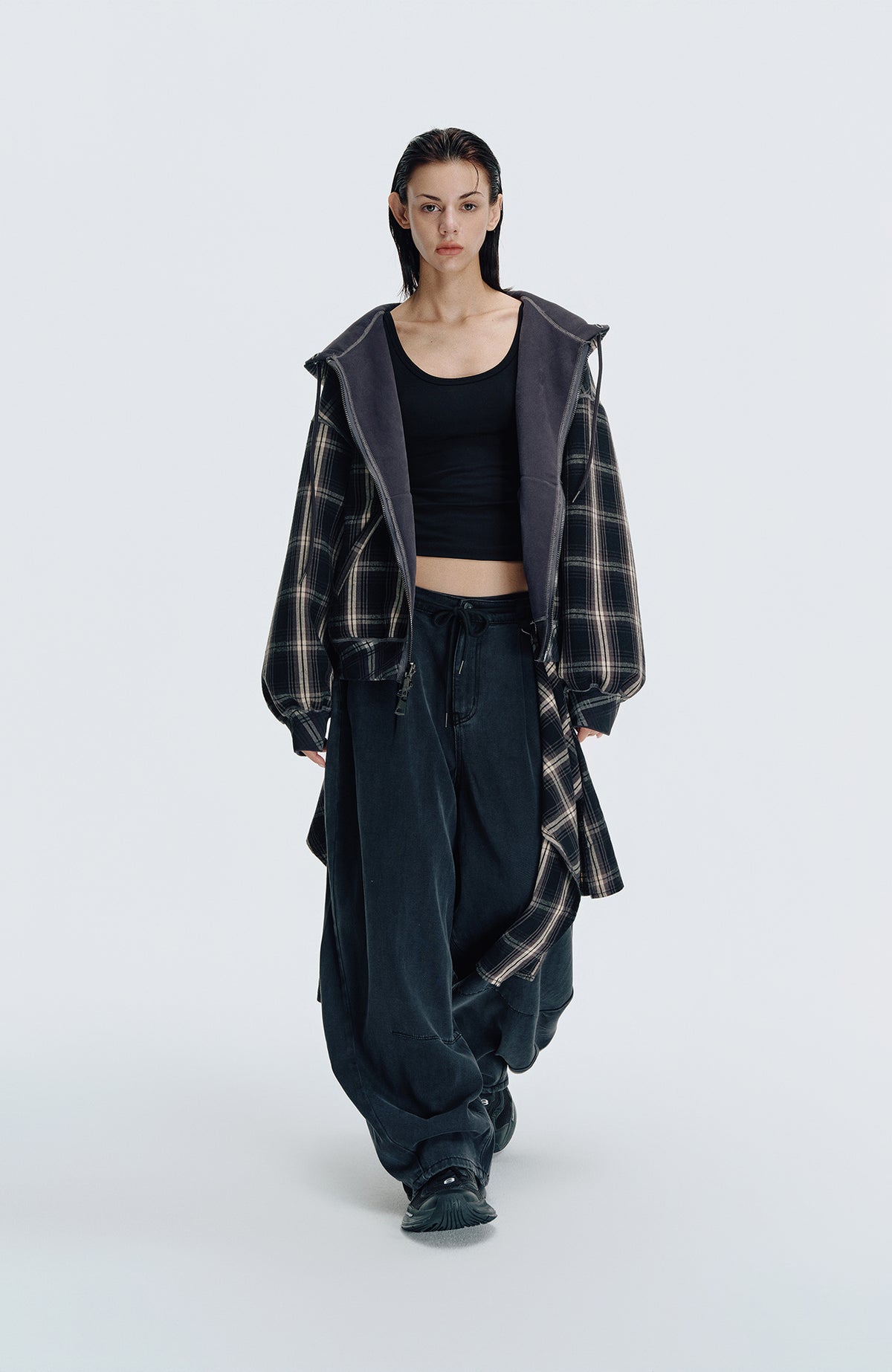 HAHAHA STUDIOS Plaid Reversible Hooded Jacket