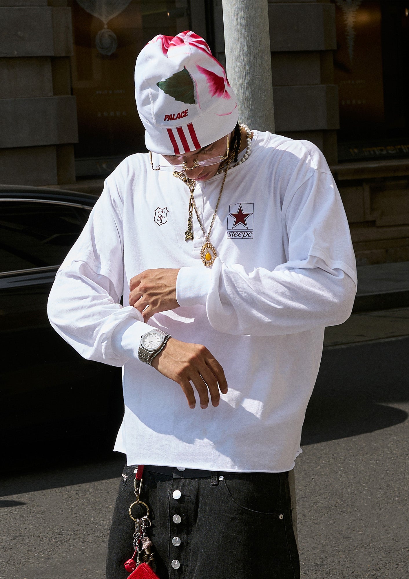STEEPC Layered Henley Pearl-Star Long-Sleeve Tee, premium urban and streetwear designers apparel on PROJECTISR.com, STEEPC