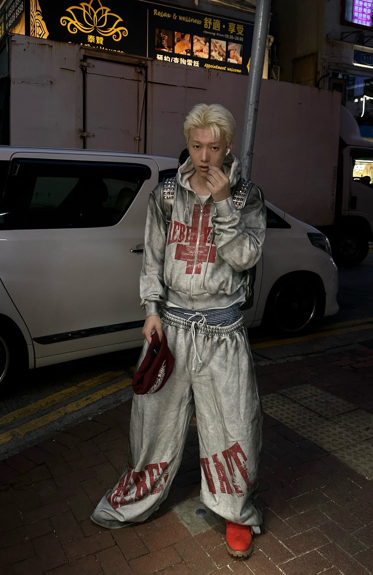 REBEL WAVE Dirty Wash Cross Graphic Sweatpants
