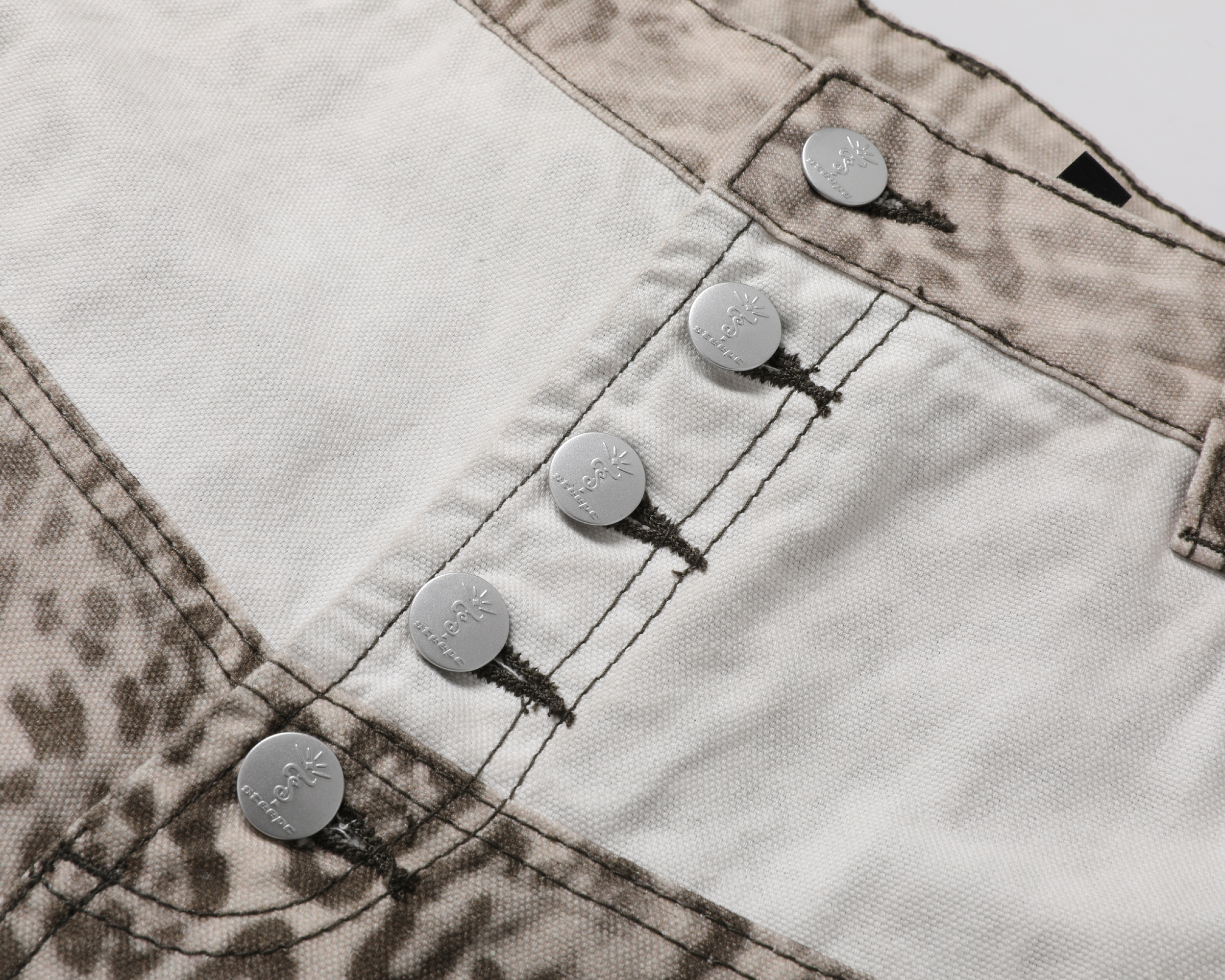 STEEPC Leopard Washed Paneled Wide-Leg Pants, premium urban and streetwear designers apparel on PROJECTISR.com, STEEPC
