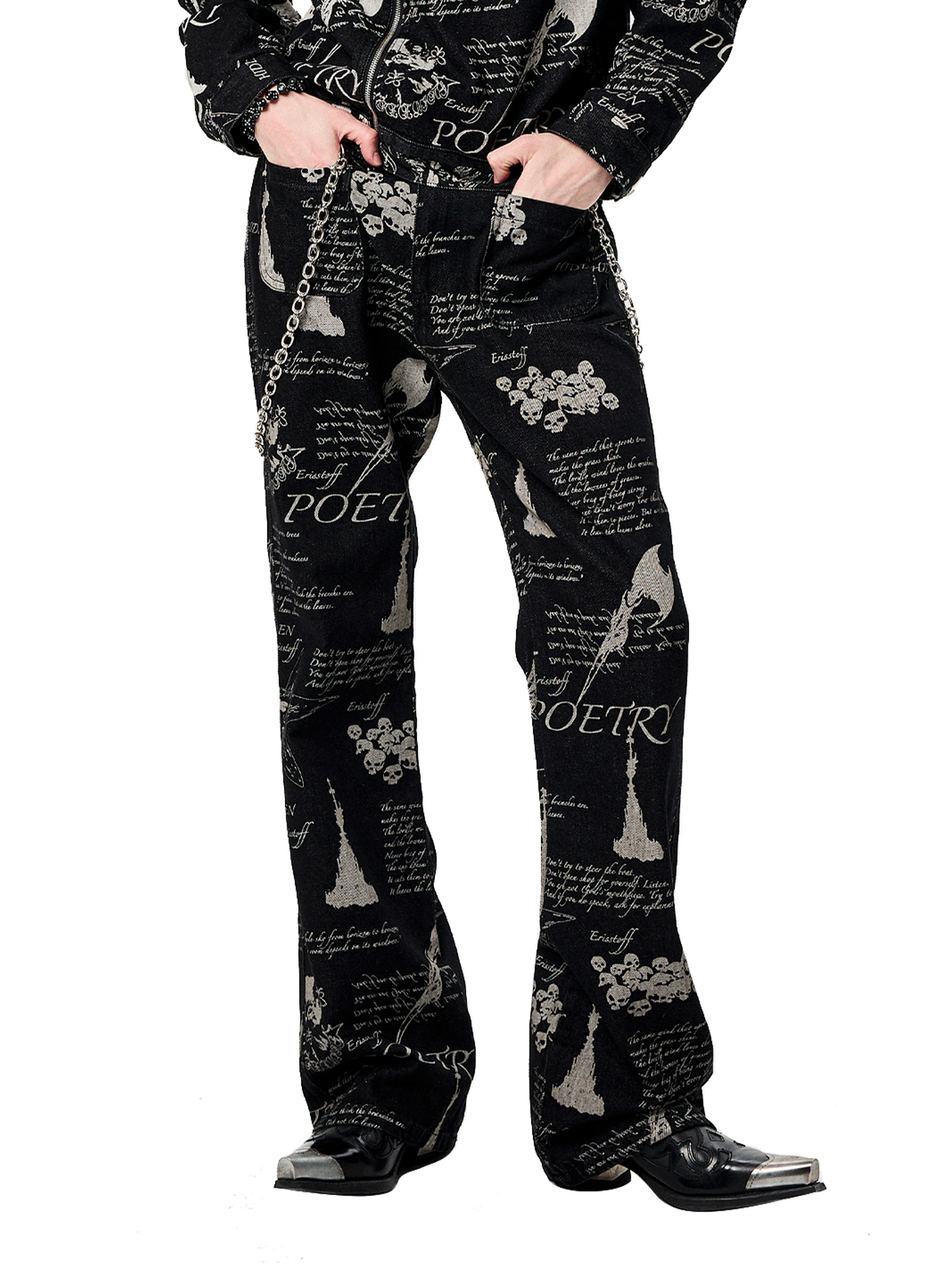 CYCYCY Punk Washed Graffiti Jeans