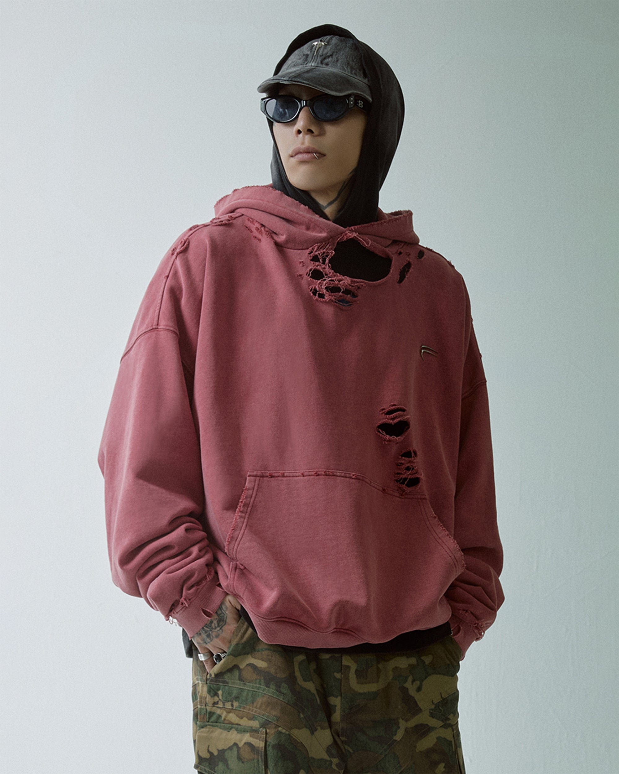 F2CE Essential Oversized Distressed Hoodie