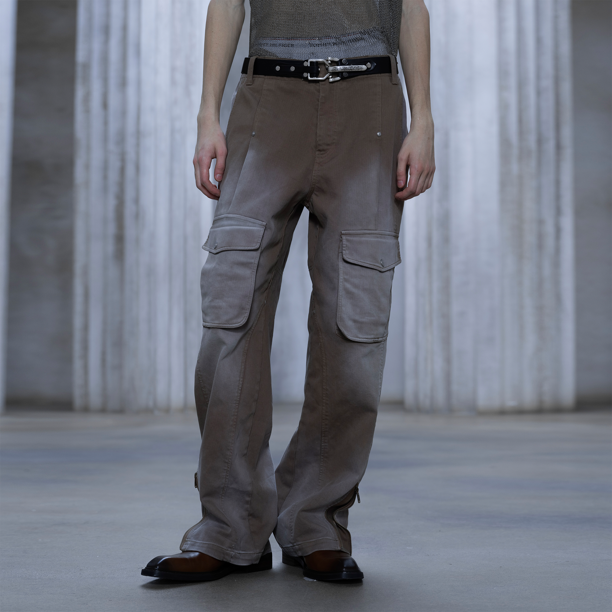 FACEONLAB Washed Utility Cargo Pants