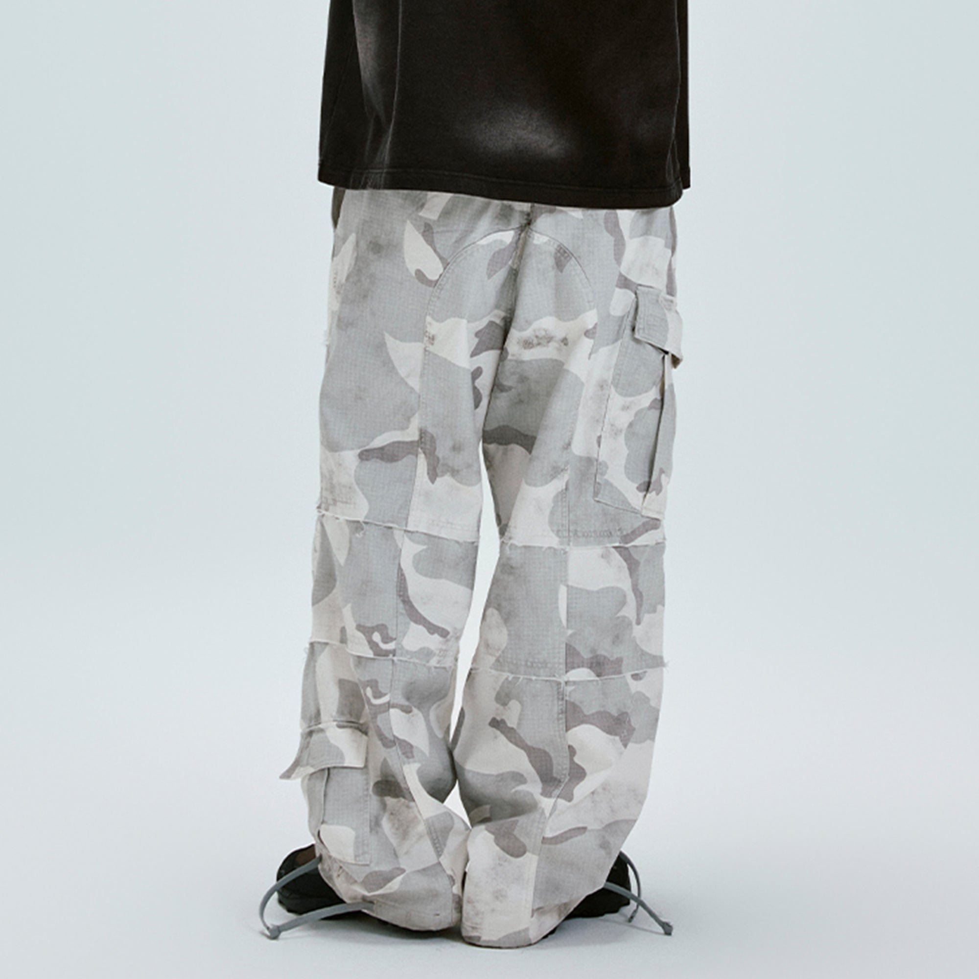 F2CE Spliced Frayed Camo Cargo Pants