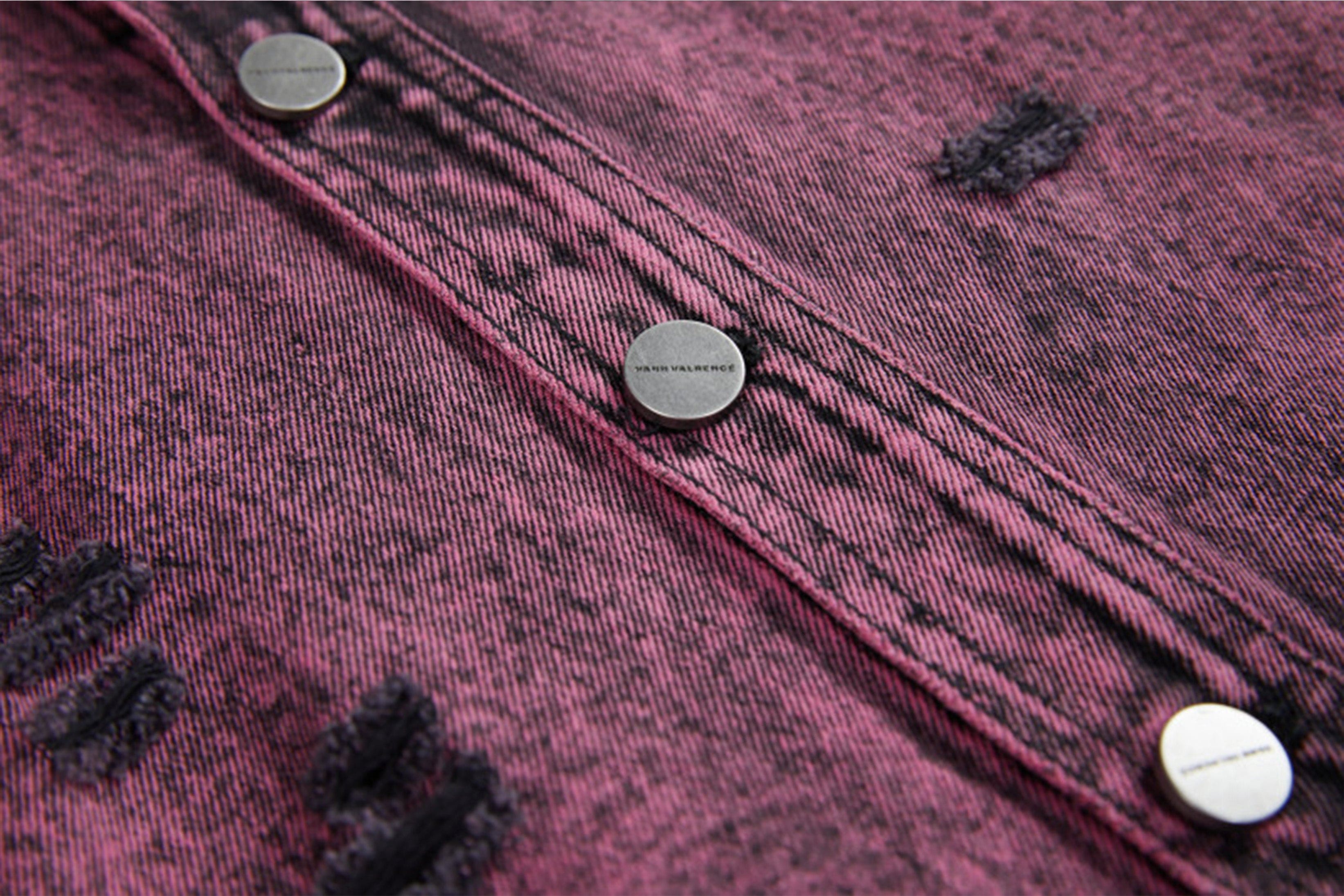 VANN VALRENCE Distressed Frayed Denim Shirt Jacket, premium urban and streetwear designers apparel on PROJECTISR.com, VANN VALRENCE