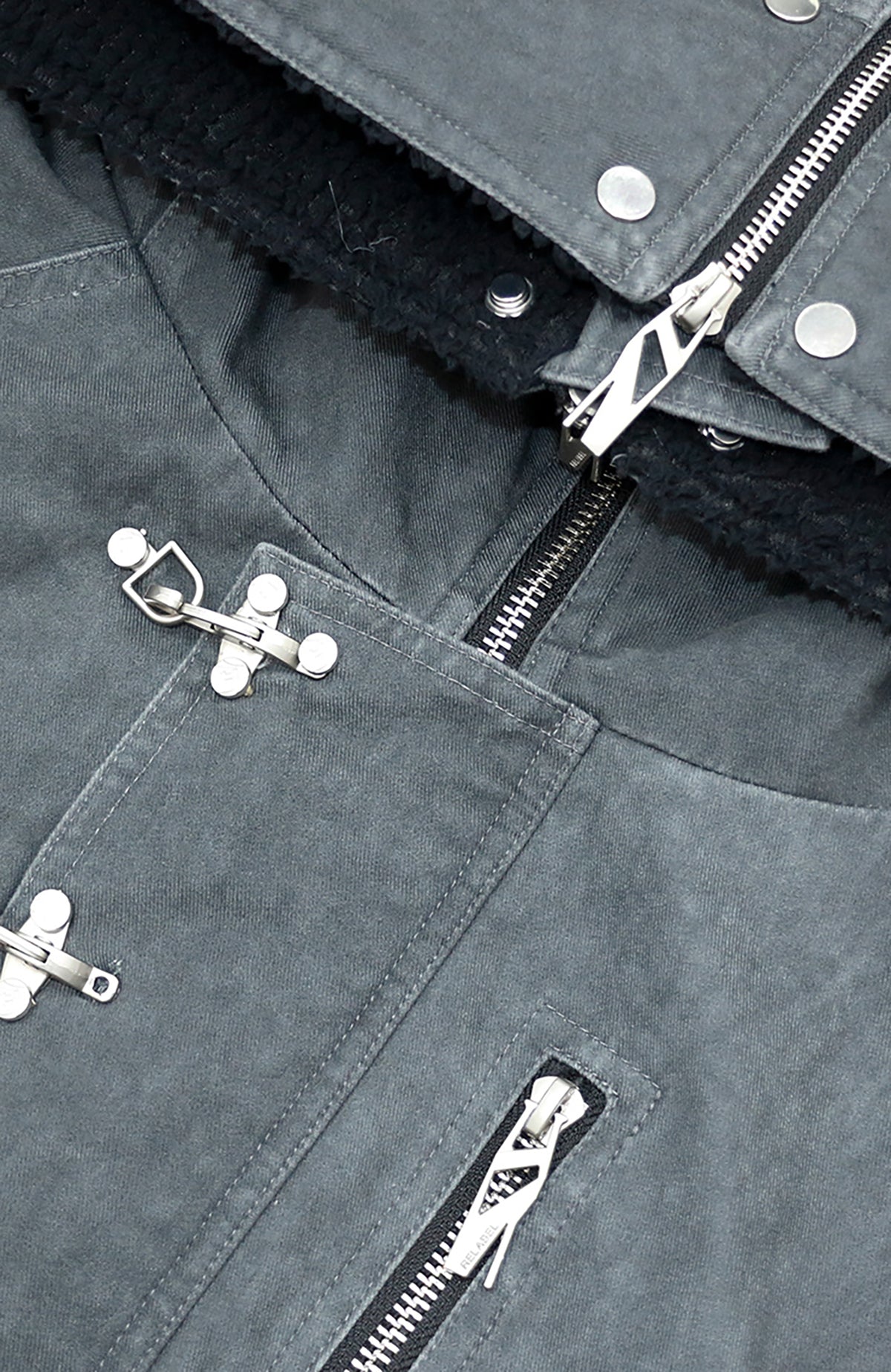 RELABEL Washed Detachable Fleece Collar Hooded N2B Jacket, premium urban and streetwear designers apparel on PROJECTISR.com, RELABEL