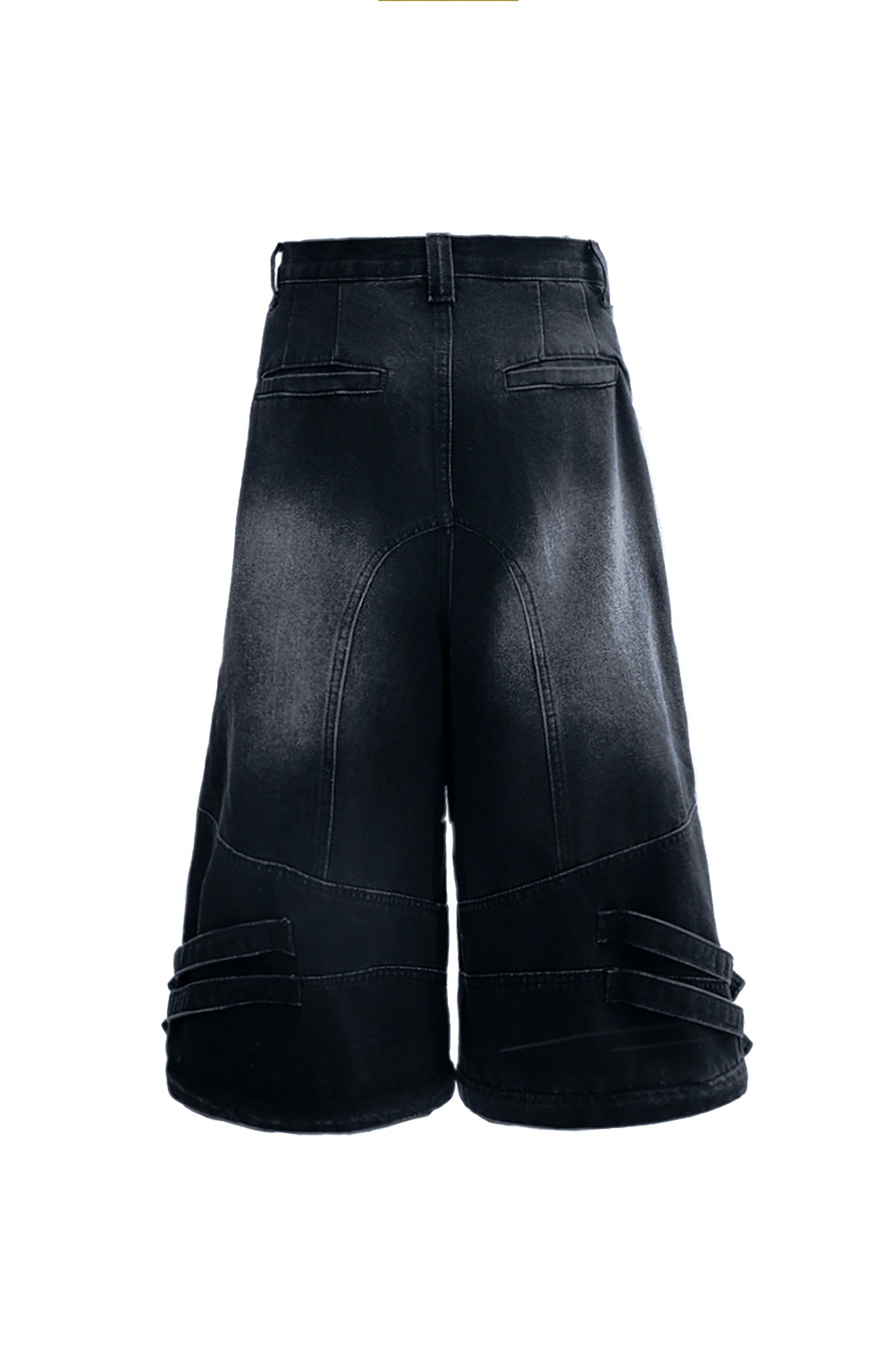 MOGONGSHE Detachable Drape-Strap Washed Jeans