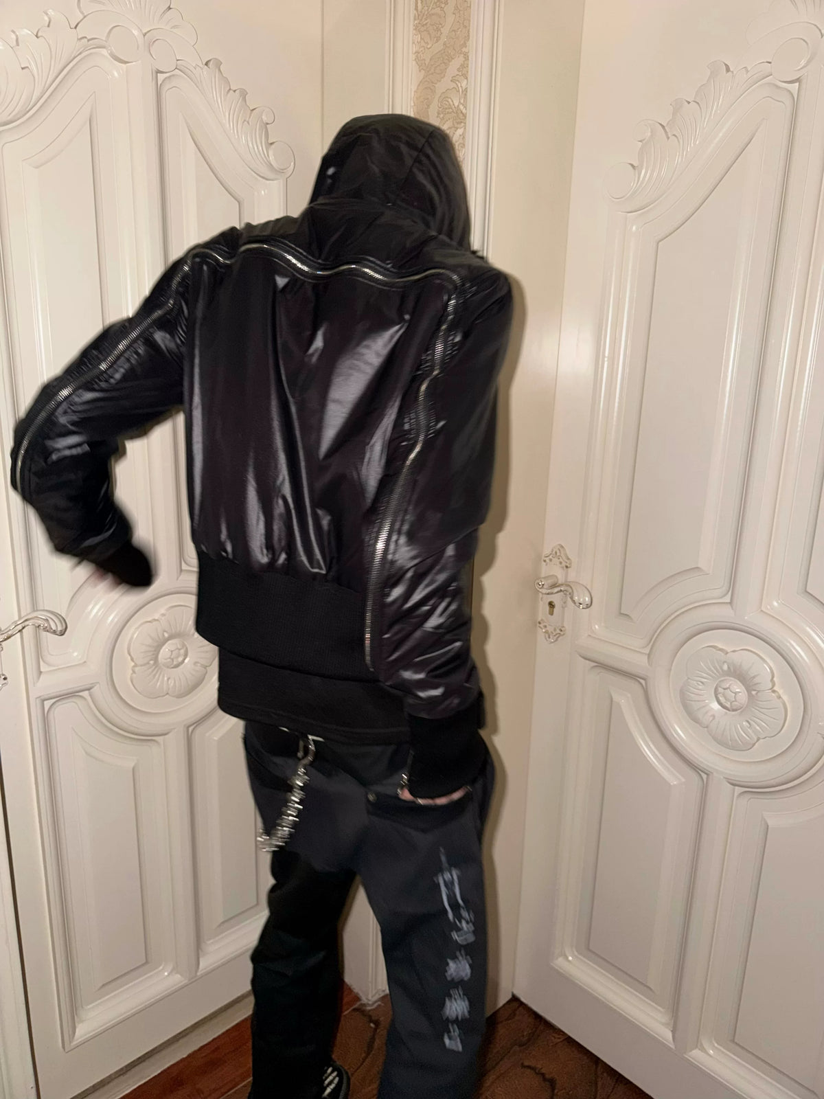 REBEL WAVE Detachable Faux Fur Collar Zip-Up Hooded Jacket