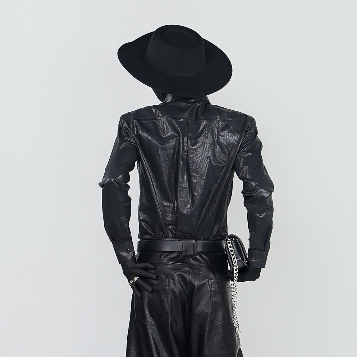 VE2 Coated Faux Leather Long-Sleeve Shirt
