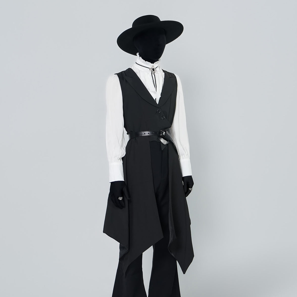 VE2 Cinched-Waist Sleeveless Tailcoat Vest