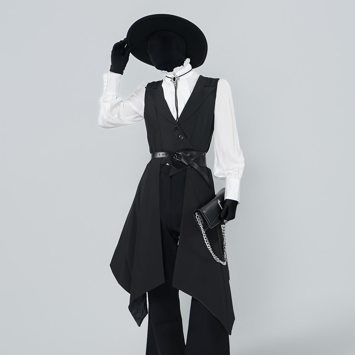 VE2 Cinched-Waist Sleeveless Tailcoat Vest