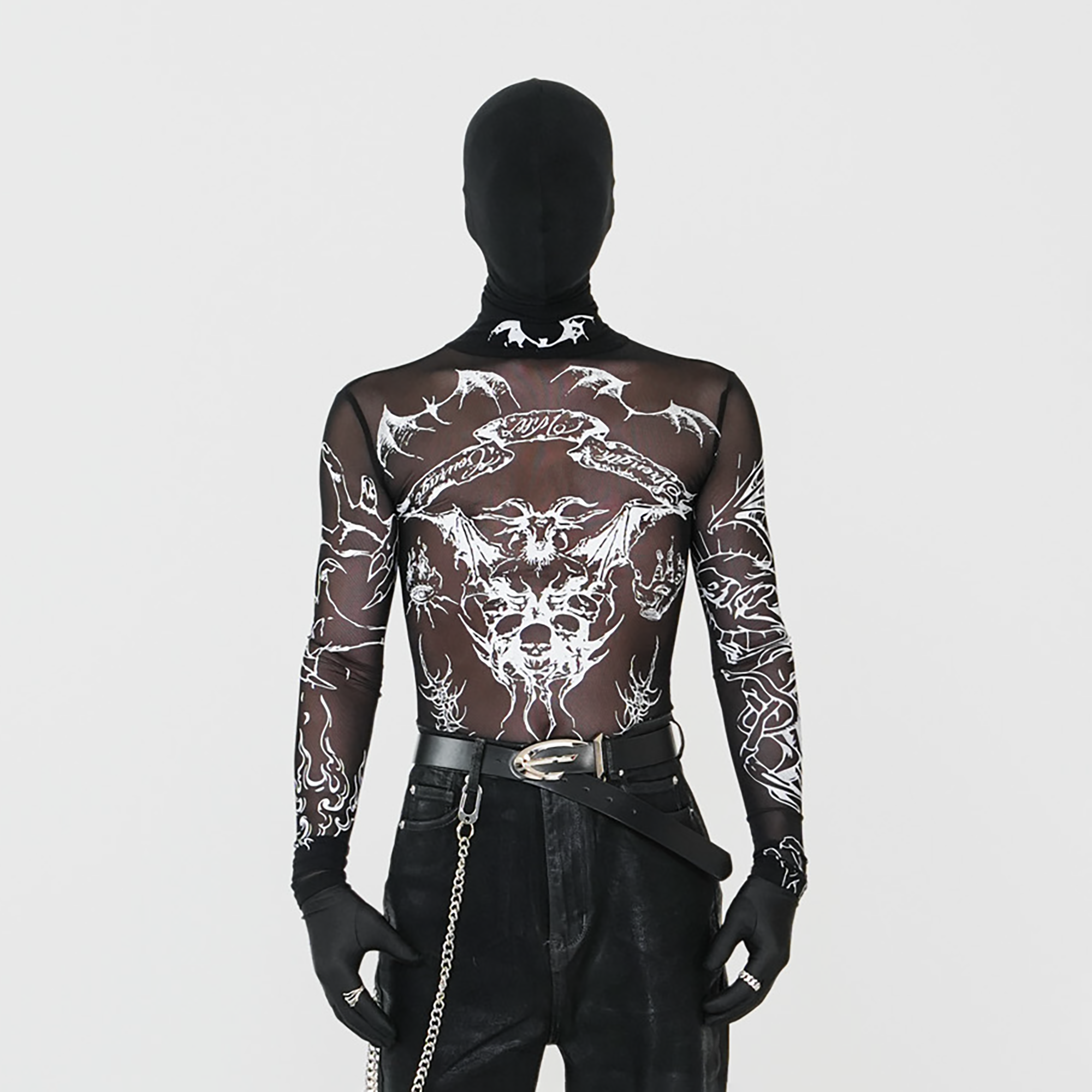 VE2 Gothic Tattoo Mesh Long-Sleeve Tee