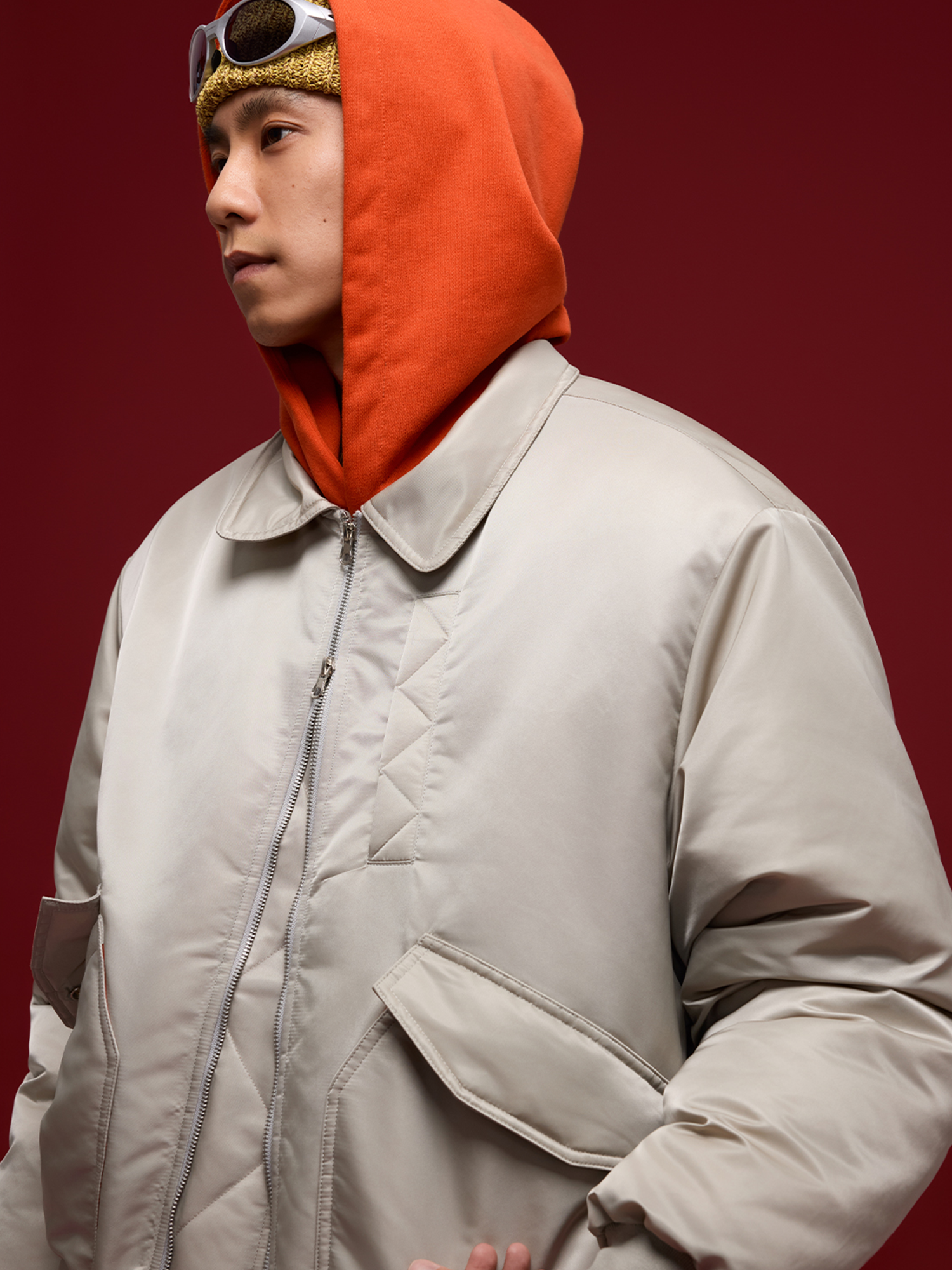 BANANA CLUB Glossy Utility Padded Bomber Jacket
