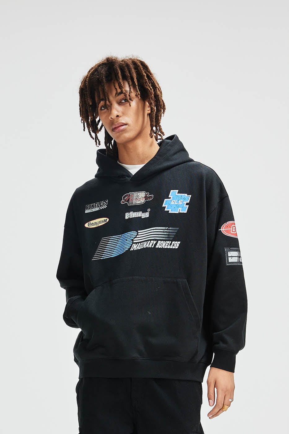 BONELESS Racing LOGOs Hoodie, premium urban and streetwear designers apparel on PROJECTISR.com, BONELESS