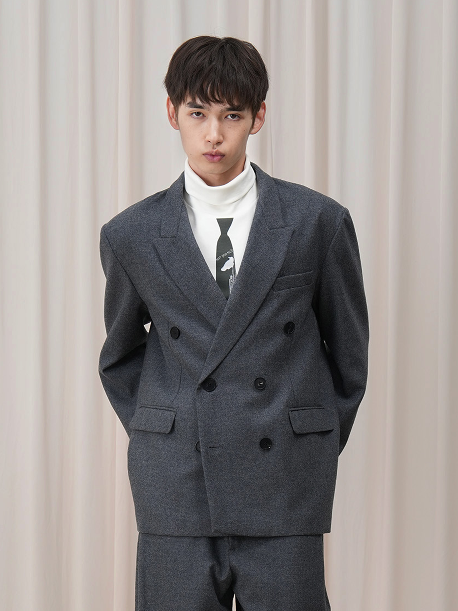 OUYANG WENJUN Double-Breasted Wool-Blend Blazer