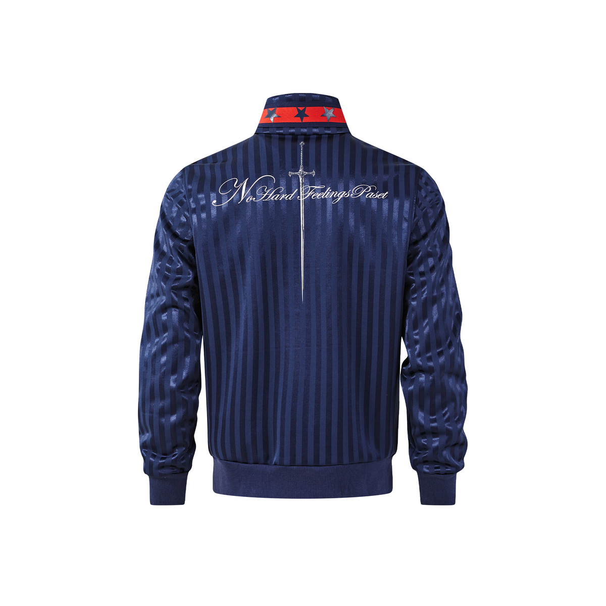 PASET Striped Star-Graphic Spliced Stand-Collar Zip Jacket