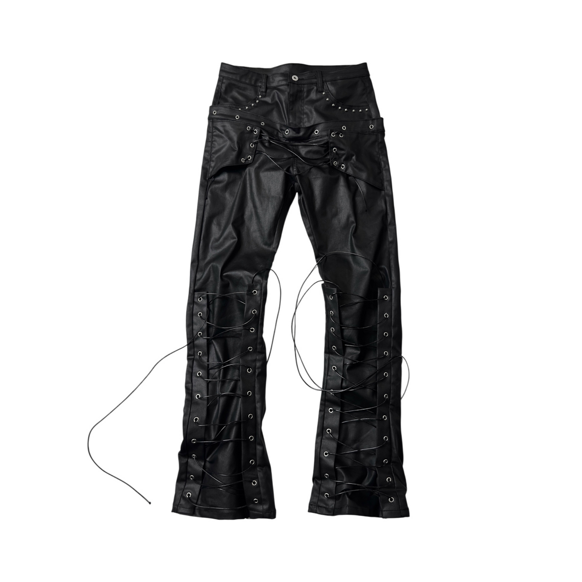 SAXGENWON Double Waist Strap Washed Slim Straight Jeans