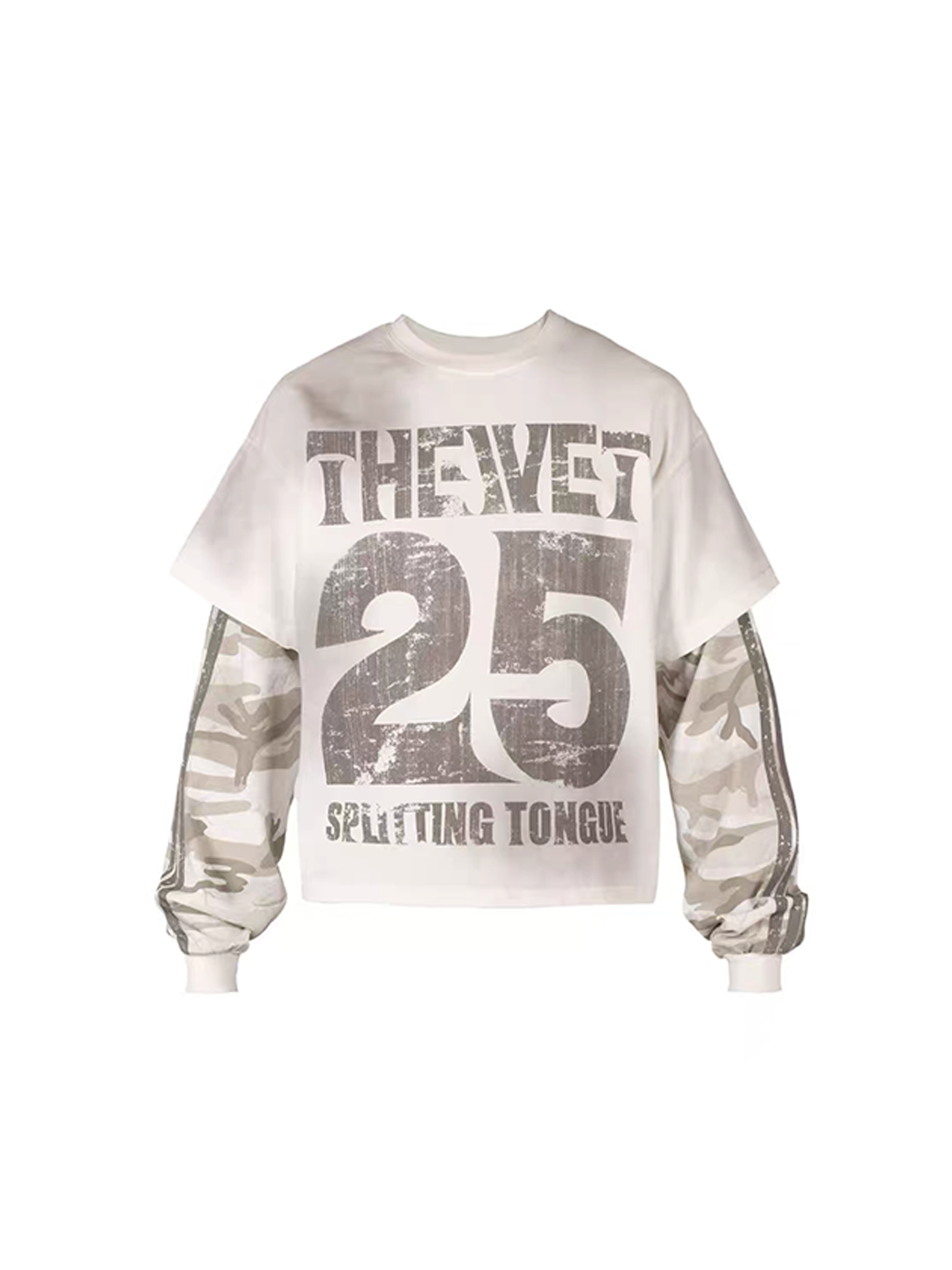 THEWET Camo Washed Layered Long-Sleeve Tee