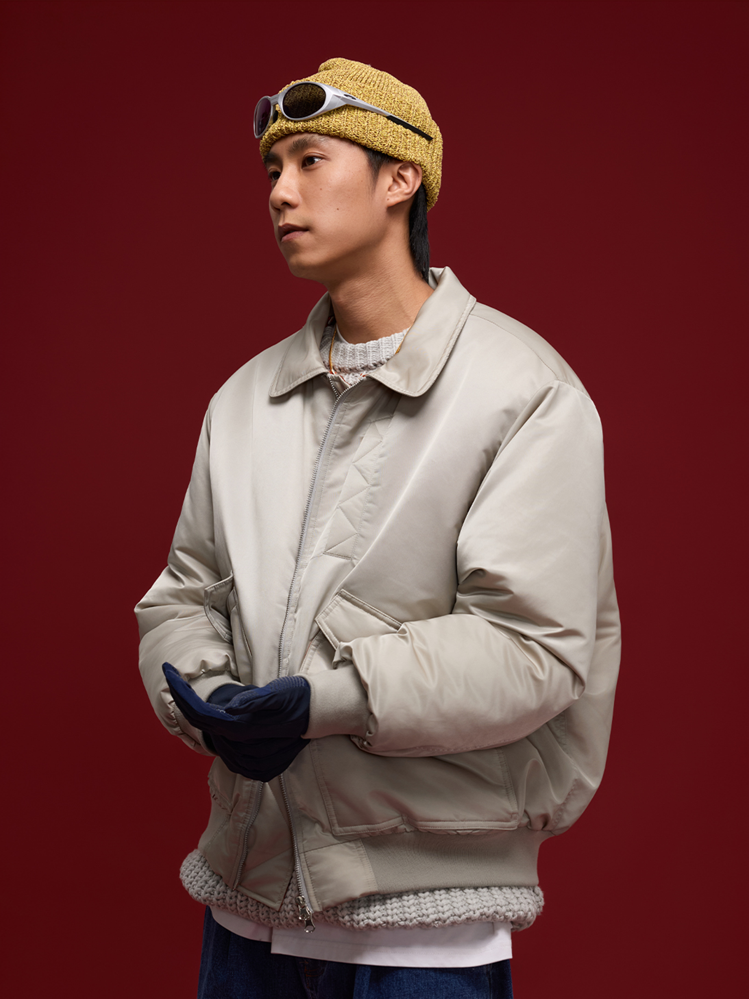 BANANA CLUB Glossy Utility Padded Bomber Jacket