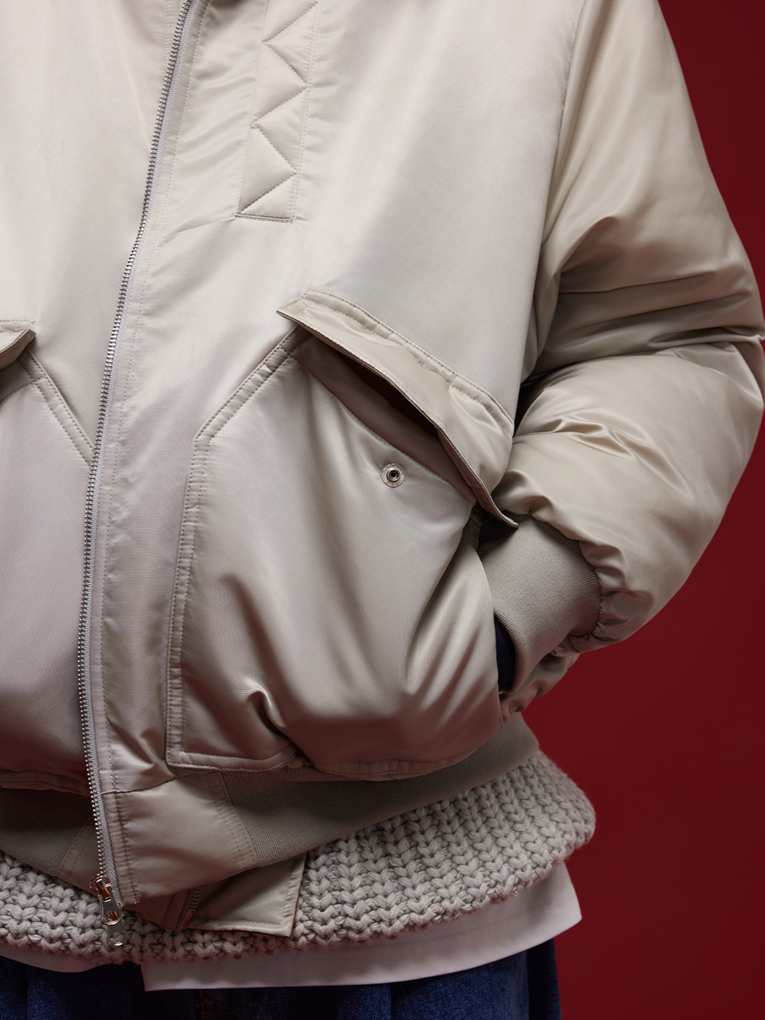 BANANA CLUB Glossy Utility Padded Bomber Jacket