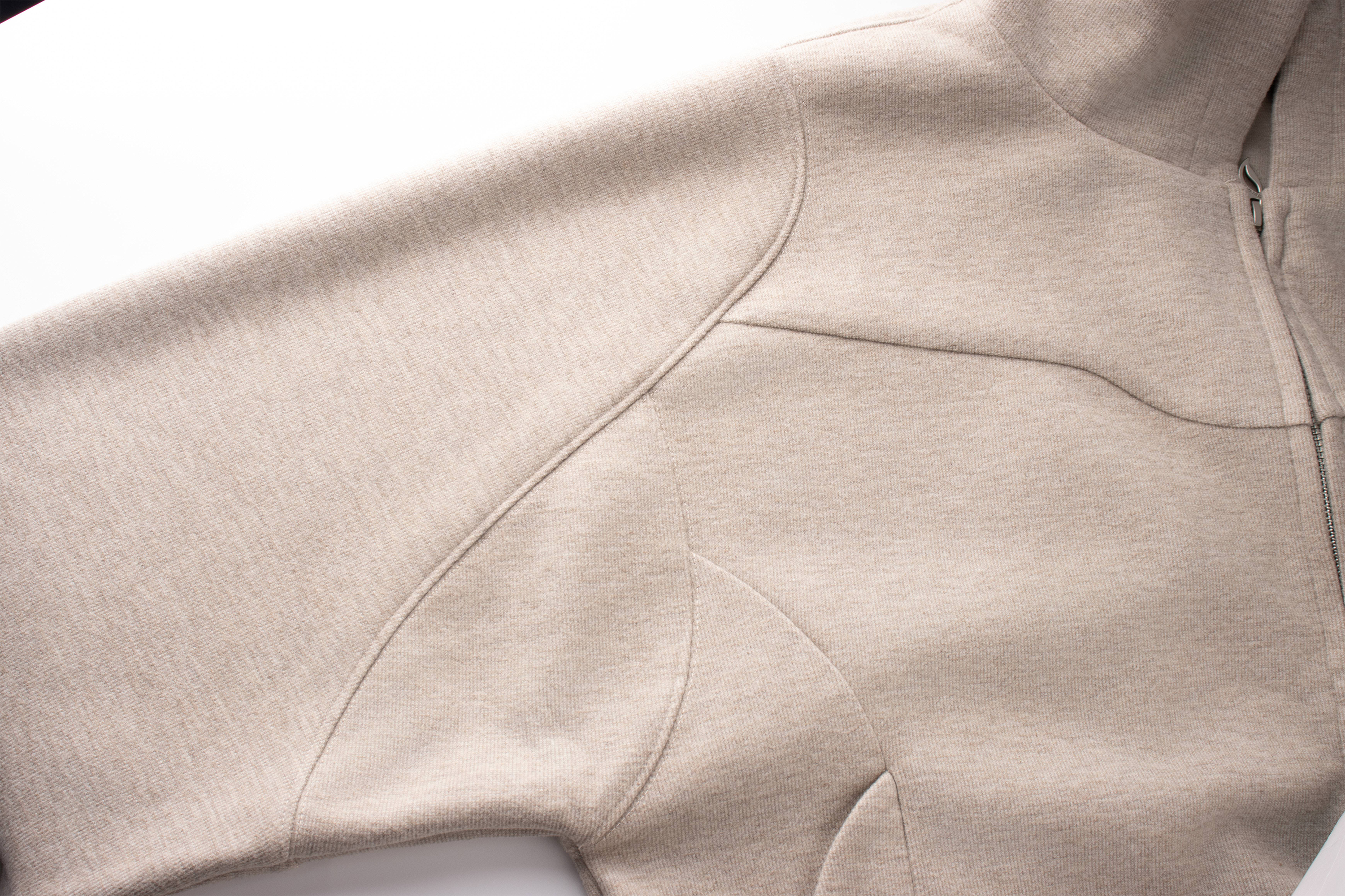 ESAIAS Wool Blend Panel Boxy Hooded Jacket