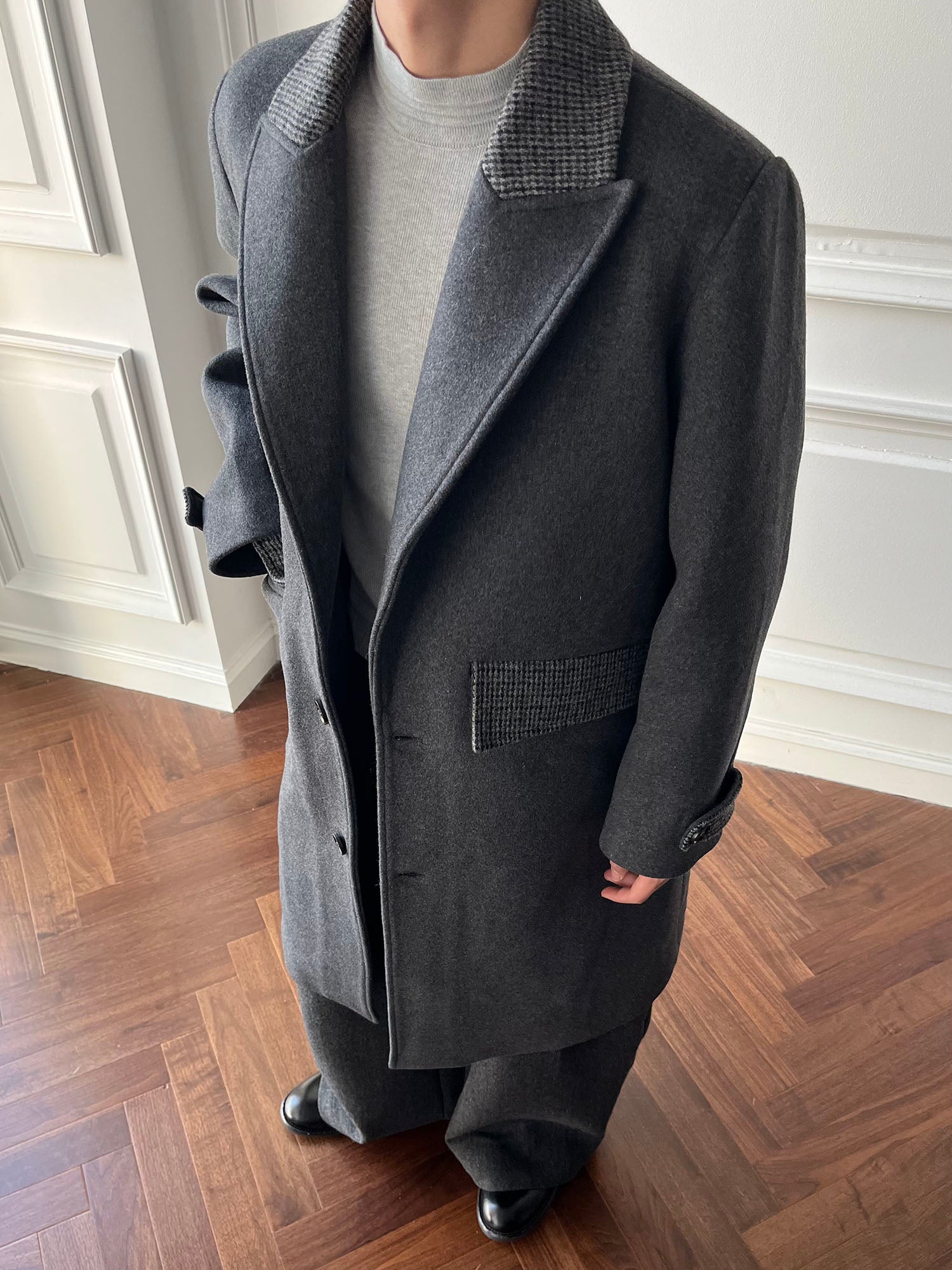 CATSSTAC Detachable Down Liner Wool-Blend Overcoat