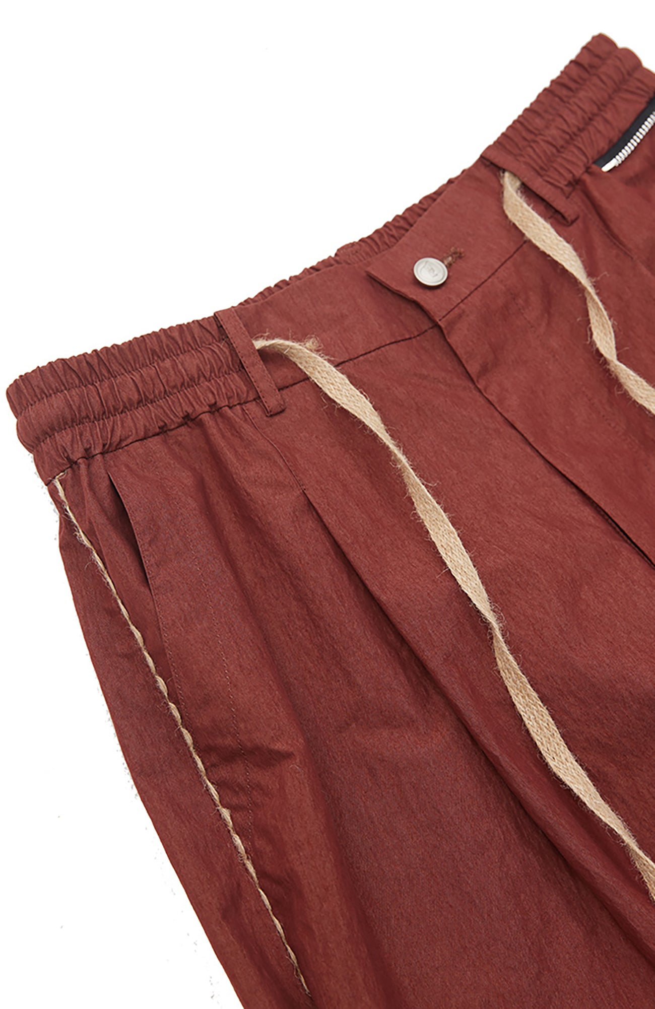 RELABEL Pleated Drawstring Cuff Parachute Pants Red / Apricot