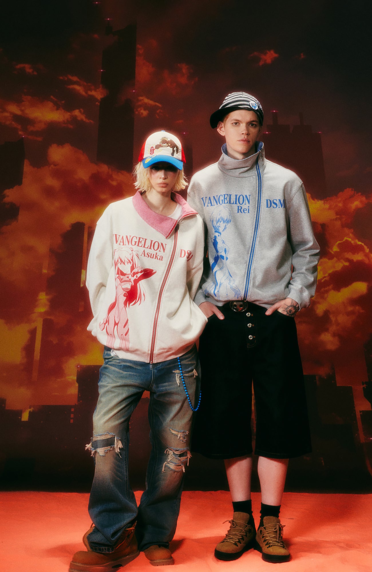DONSMOKE x EVA Graphic Asymmetrical Zip-Up Hoodie