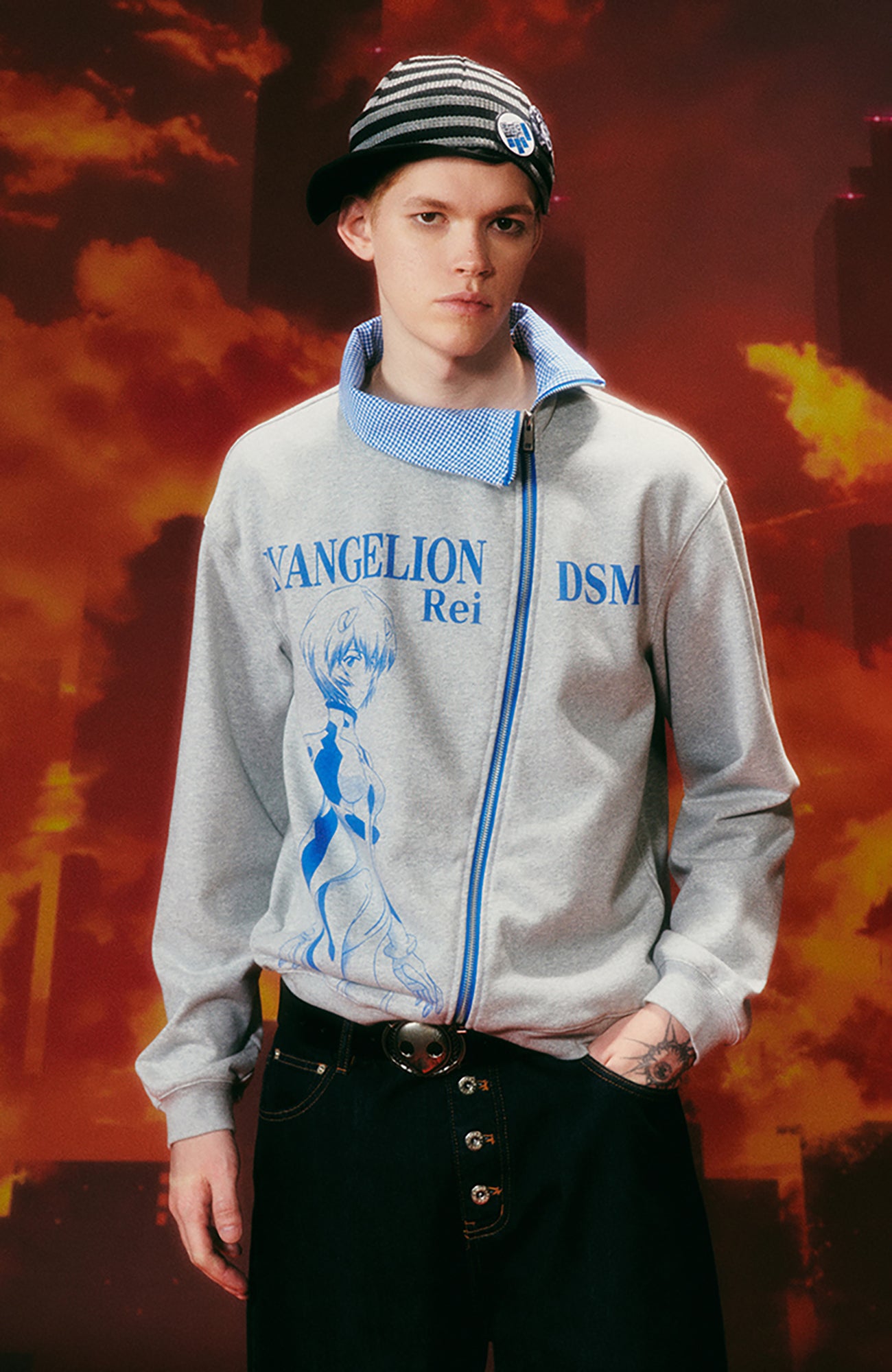 DONSMOKE x EVA Graphic Asymmetrical Zip-Up Hoodie
