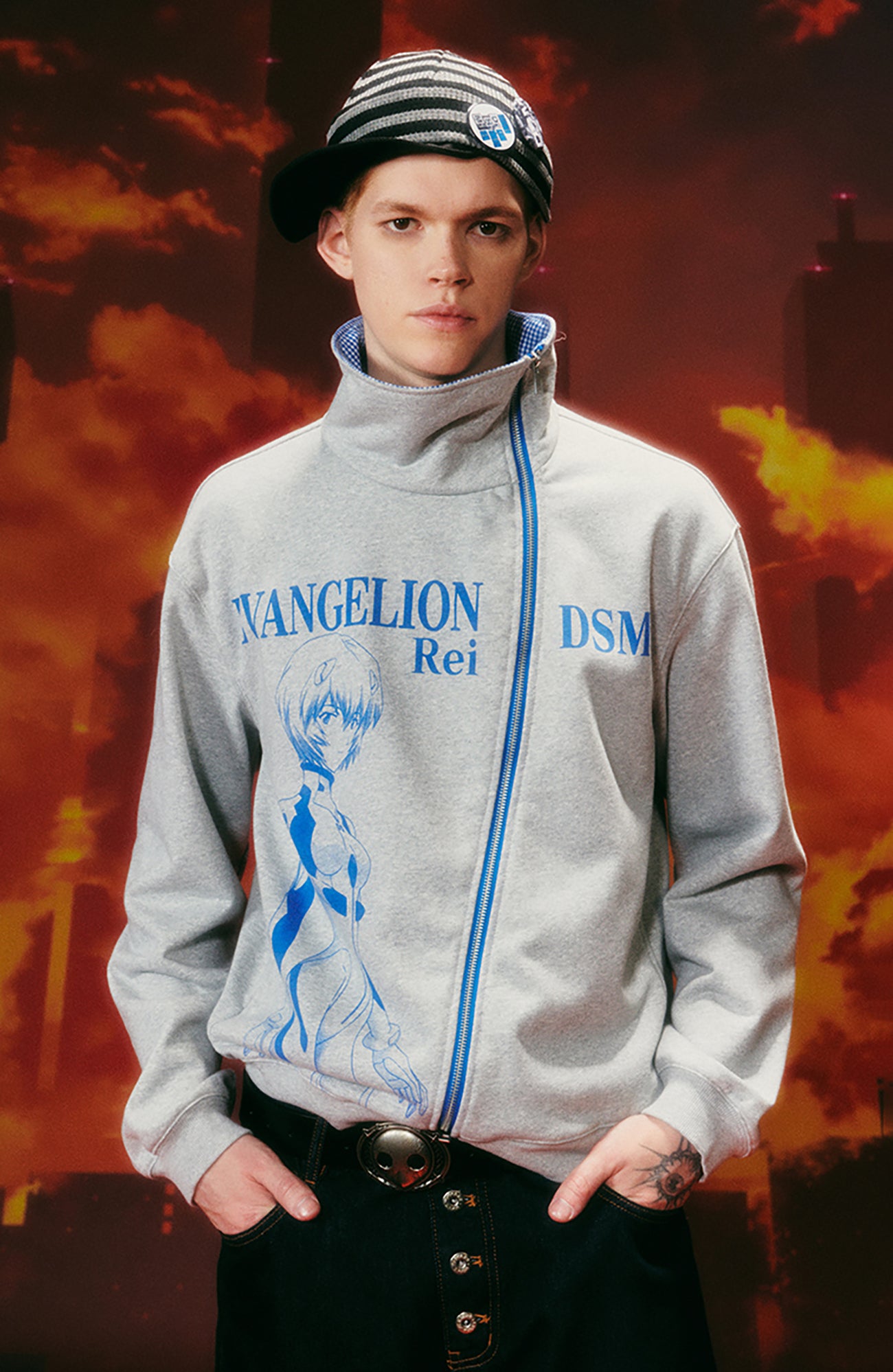 DONSMOKE x EVA Graphic Asymmetrical Zip-Up Hoodie