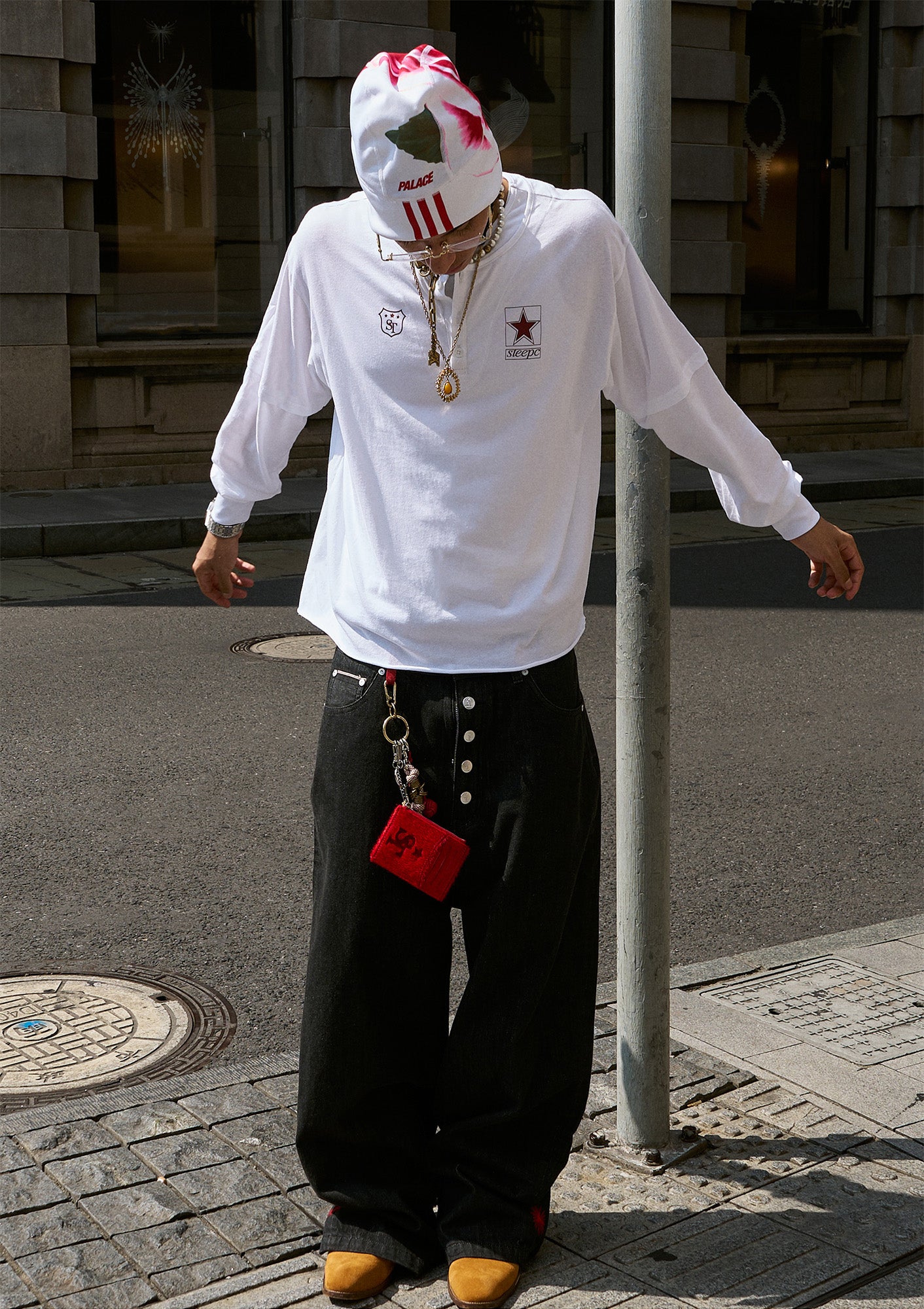 STEEPC Layered Henley Pearl-Star Long-Sleeve Tee, premium urban and streetwear designers apparel on PROJECTISR.com, STEEPC