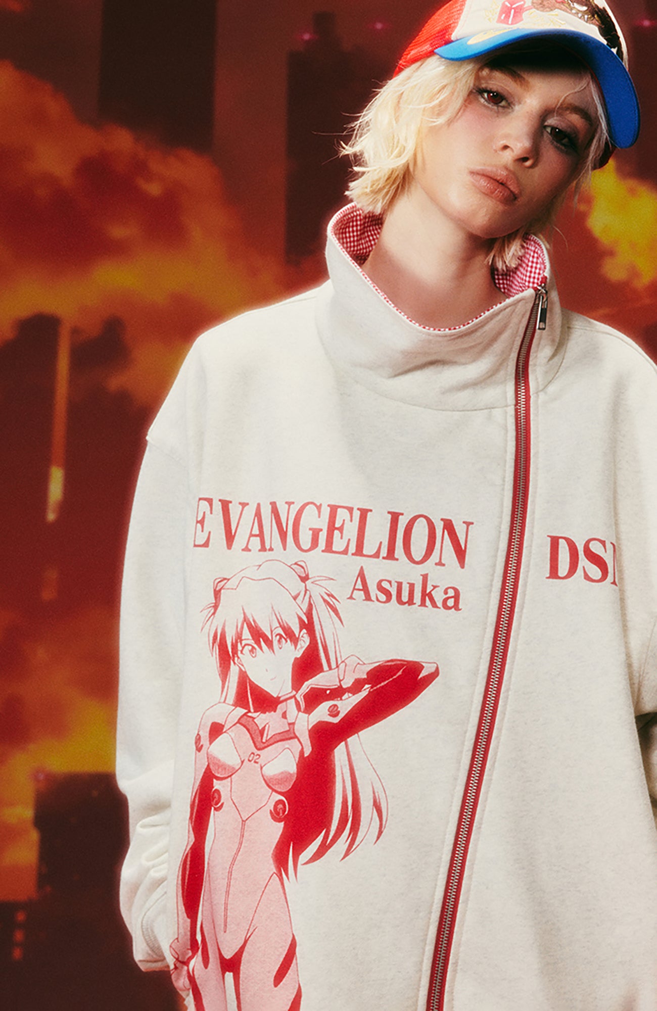 DONSMOKE x EVA Graphic Asymmetrical Zip-Up Hoodie
