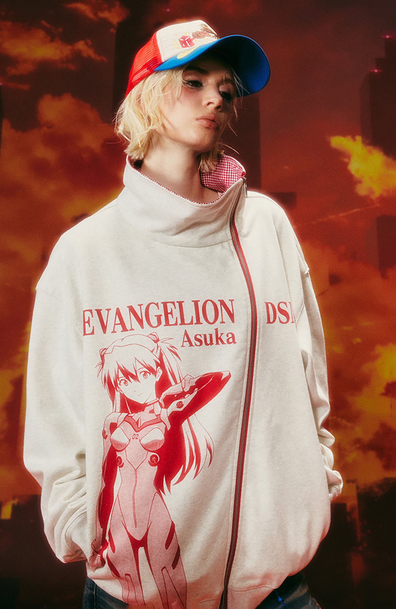 DONSMOKE x EVA Graphic Asymmetrical Zip-Up Hoodie