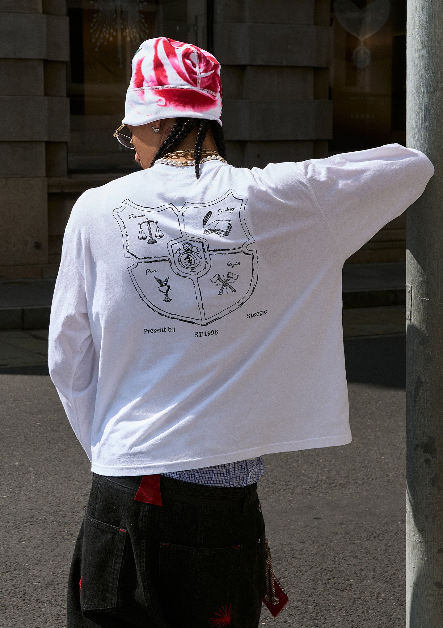 STEEPC Double-Button Graphic Long-Sleeve Tee, premium urban and streetwear designers apparel on PROJECTISR.com, STEEPC
