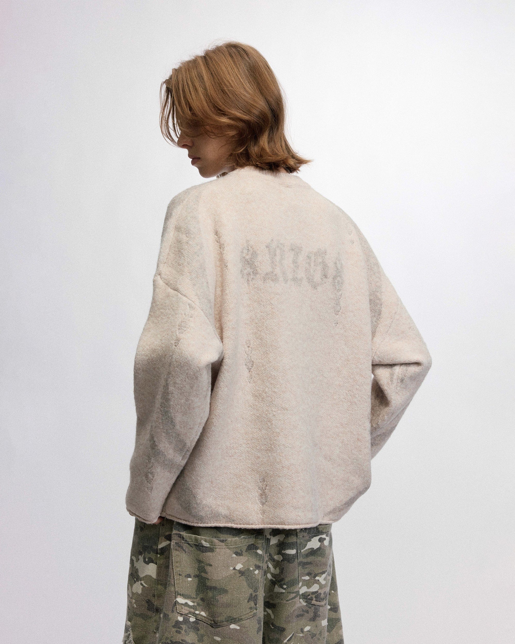 OVDY Abstract Graphics Raw-Edge Sweater