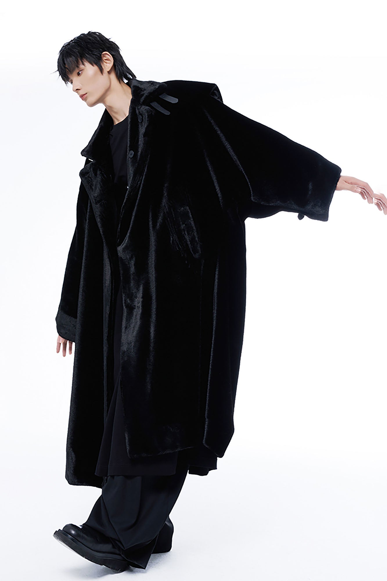 TUIMU Belted High Collar Faux Mink Overcoat, premium urban and streetwear designers apparel on PROJECTISR.com, TUIMU