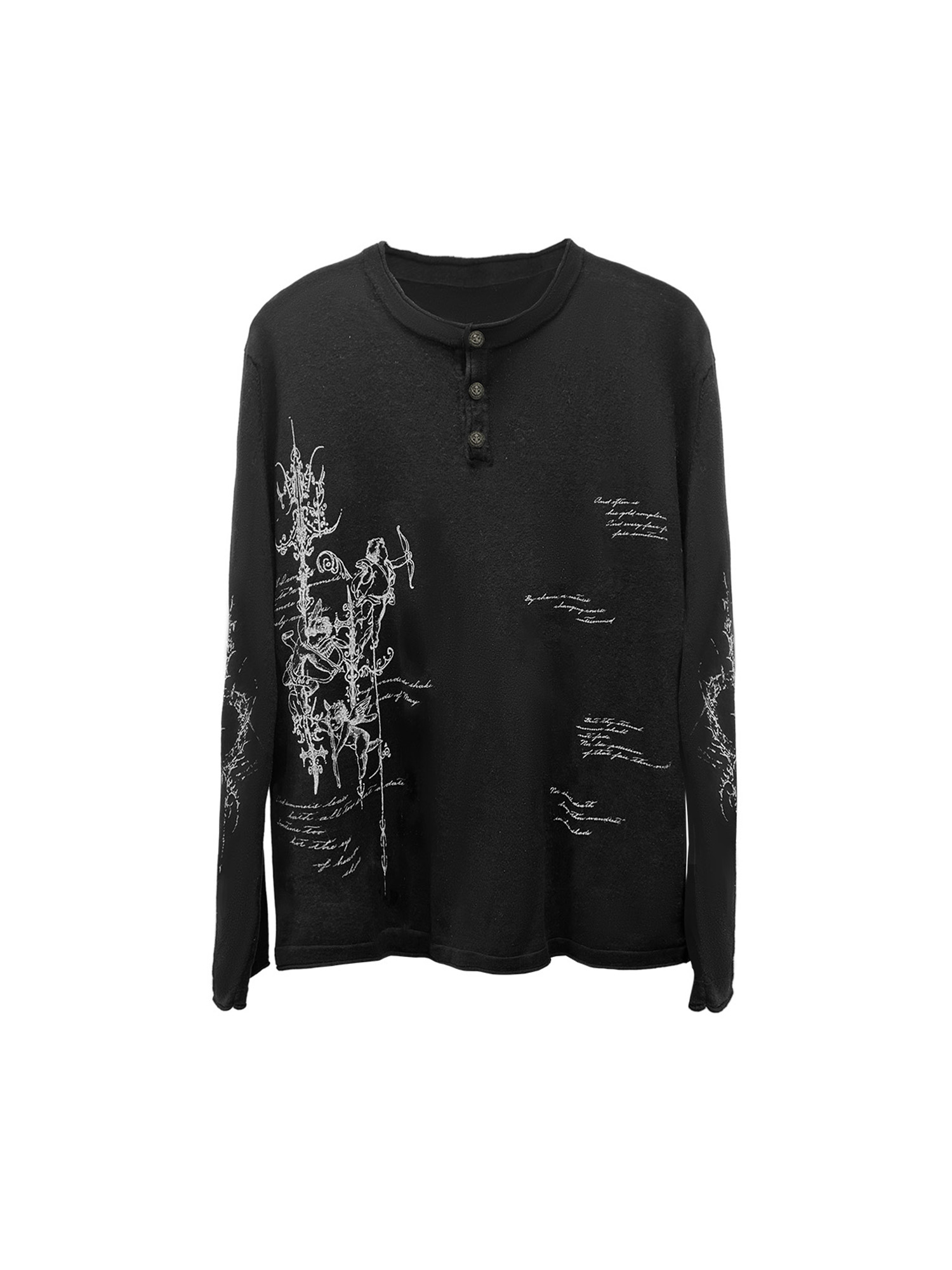 WANNA LAB Graphic Henley Long-Sleeve Tee
