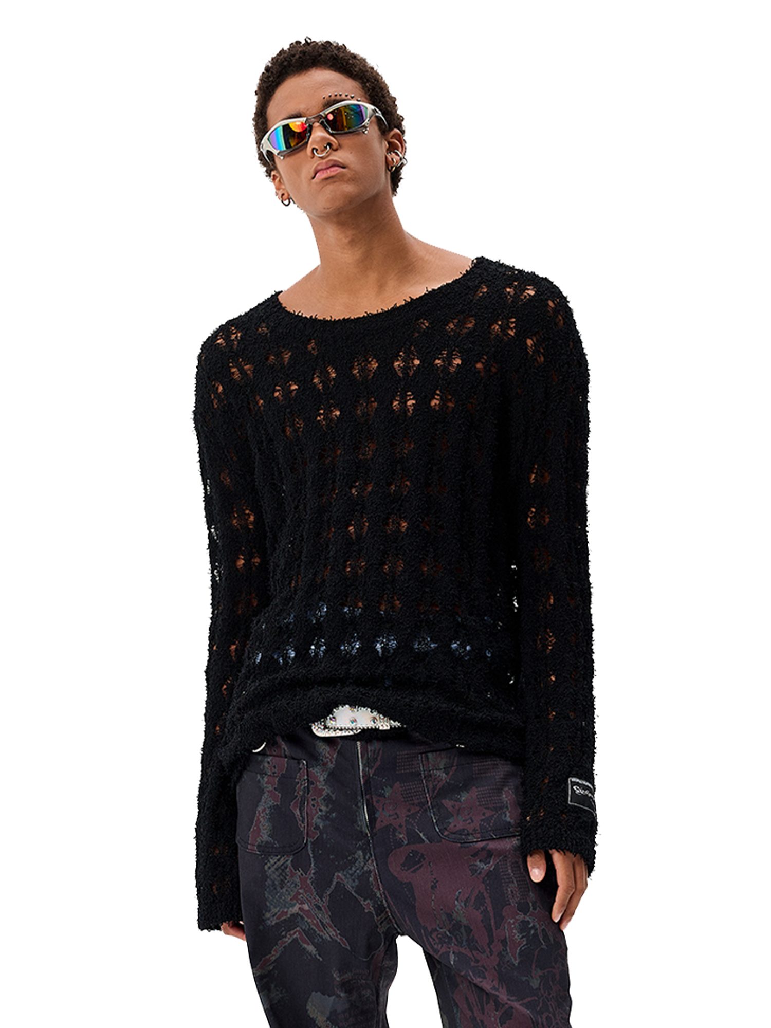 CYCYCY Punk Open-Knit Distressed Sweater