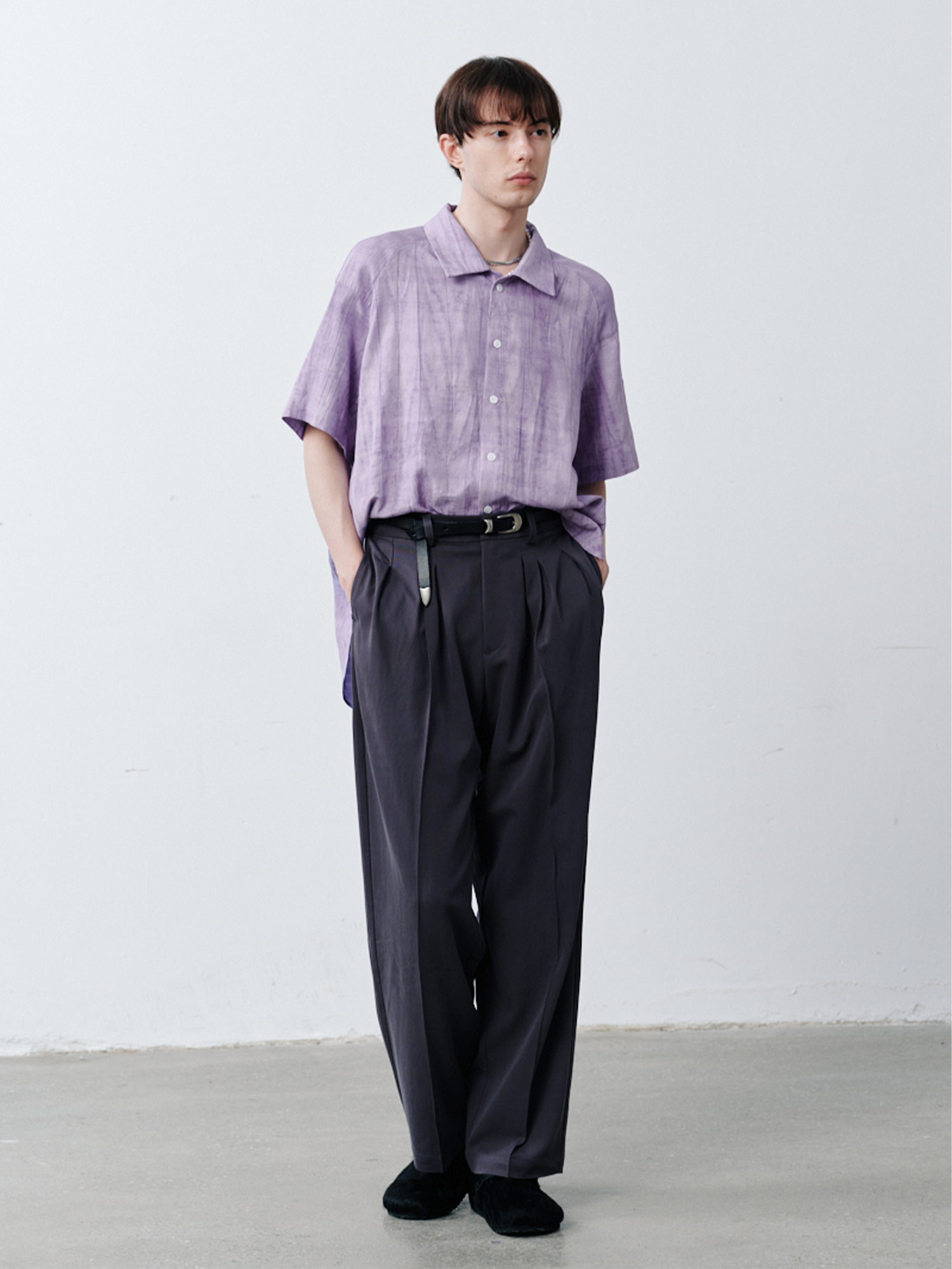 GRAINMUSTARD Crinkled Linen-Cotton Half Shirt, premium urban and streetwear designers apparel on PROJECTISR.com, GRAINMUSTARD
