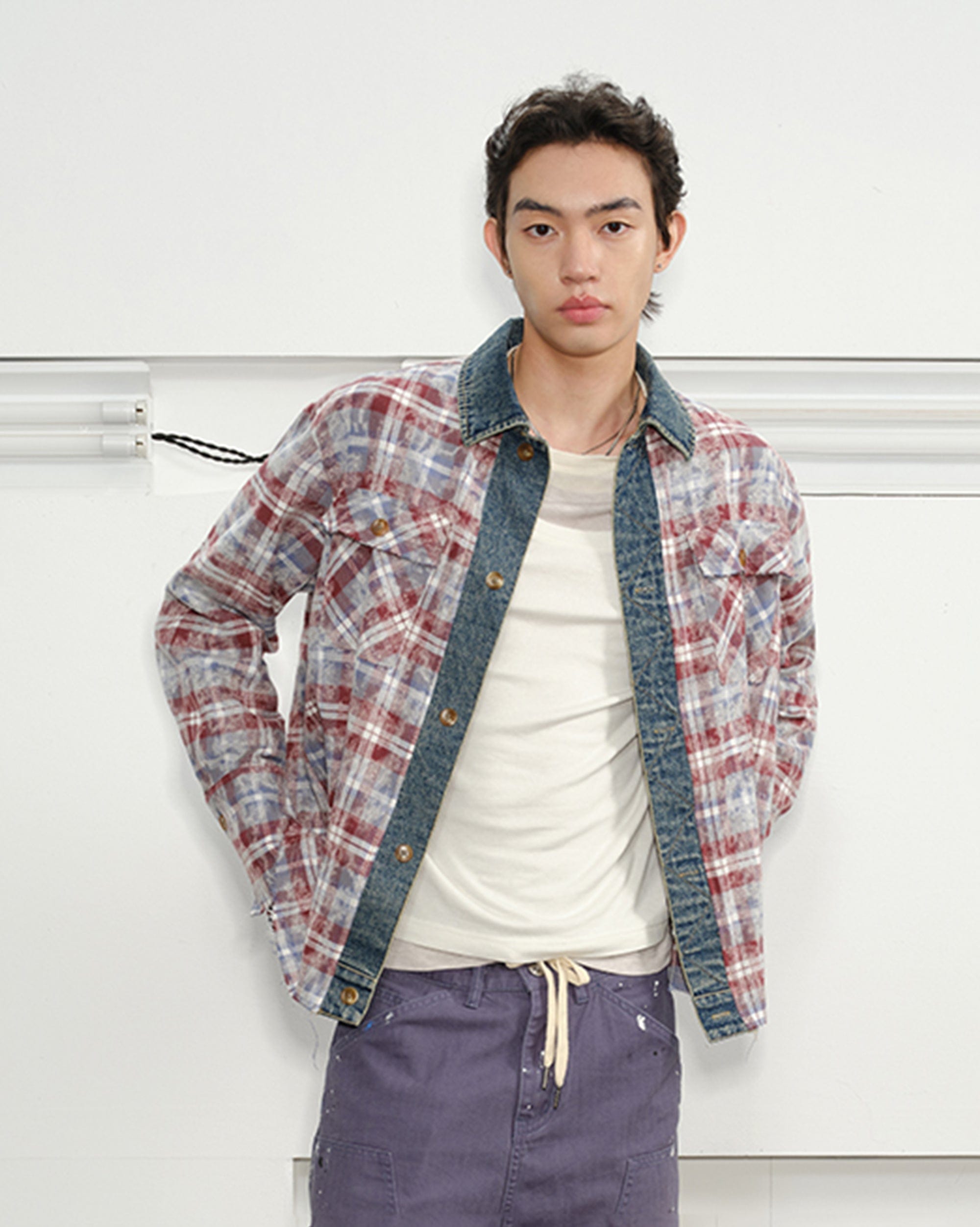 KREATE Denim Spliced  Macarons Jacket