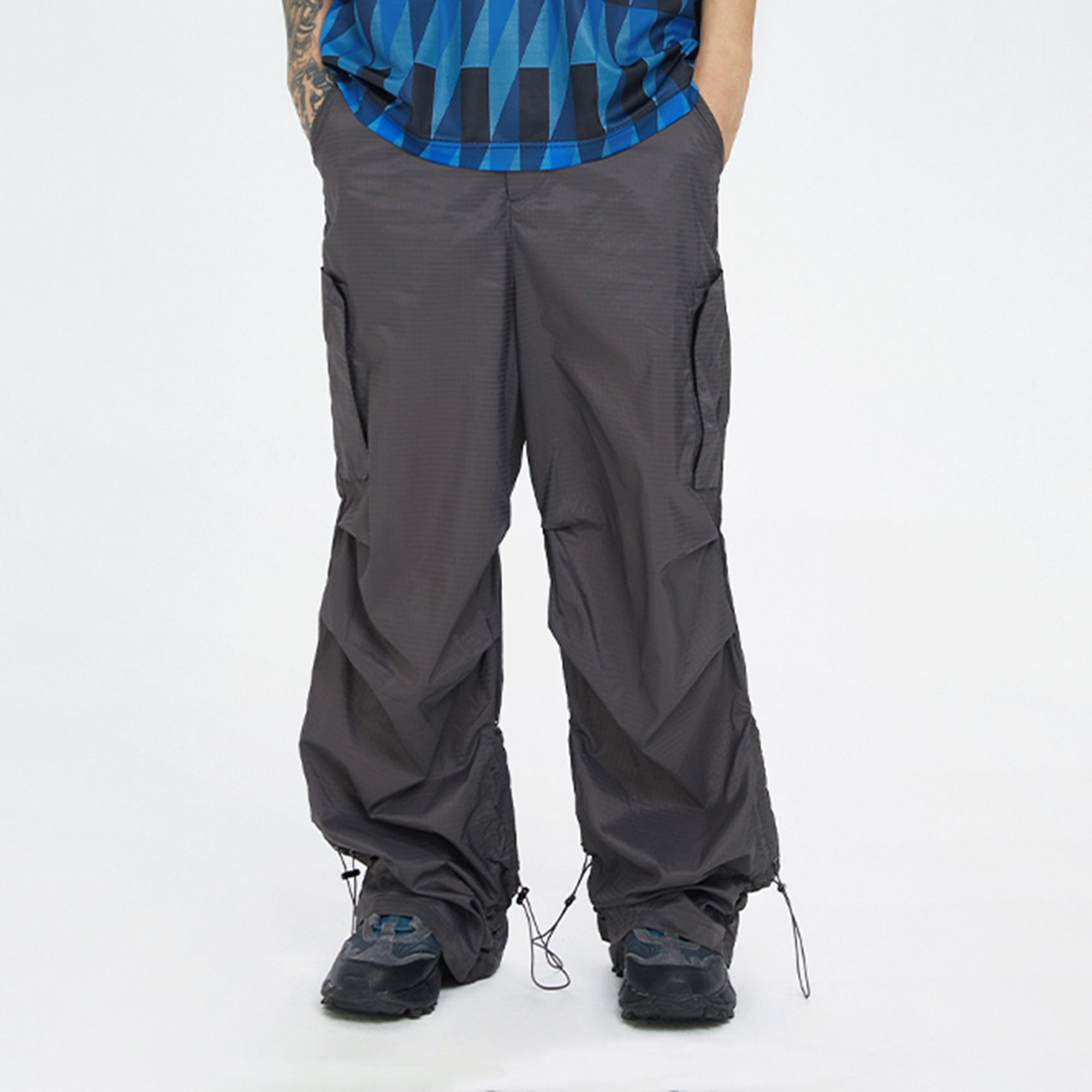 F2CE Multi-Pocket Crinkled Parachute Pants