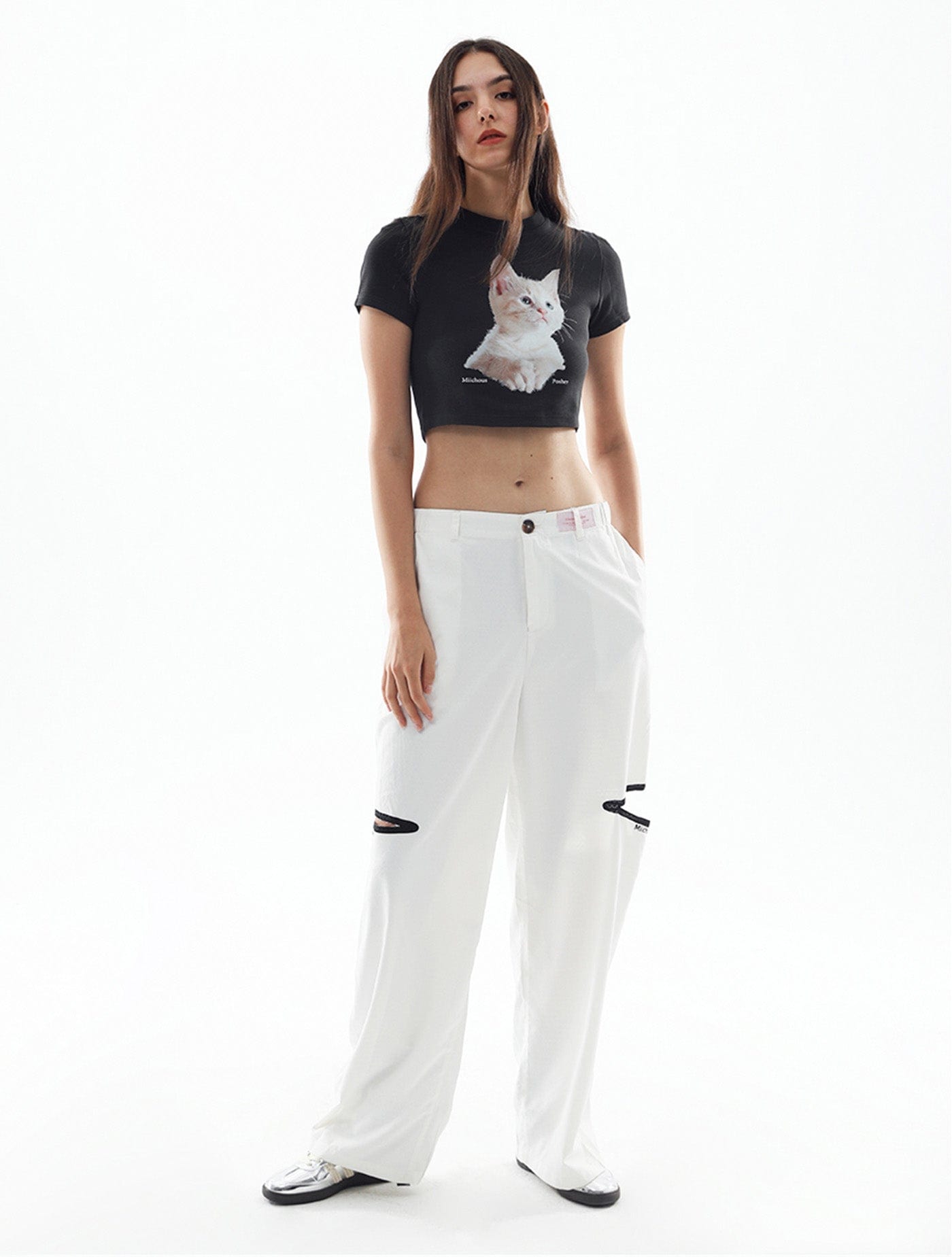 MIICHOUS Modern Cut-out Logo Pants