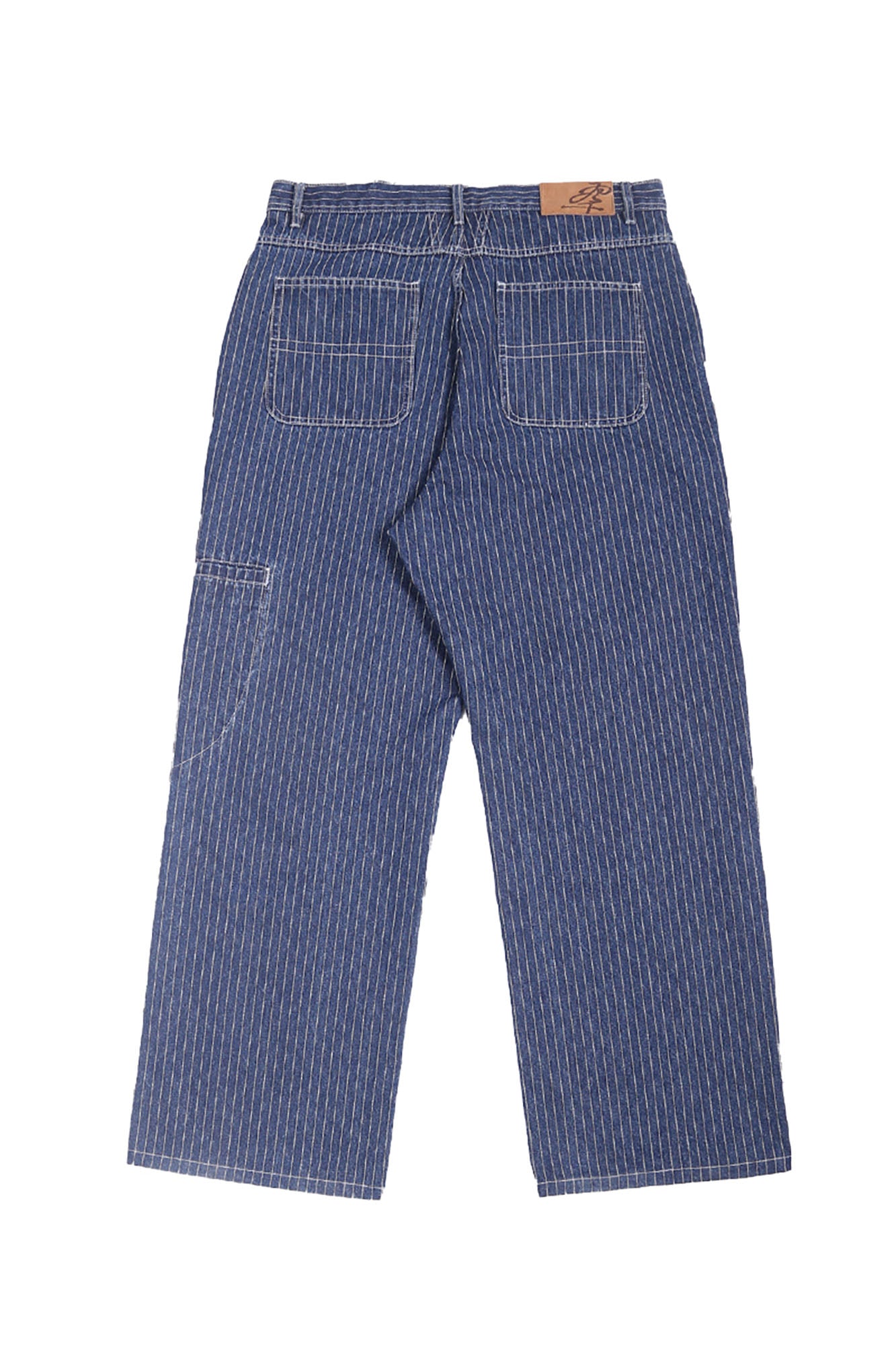 TRECLUB Studded Seam Striped Jeans