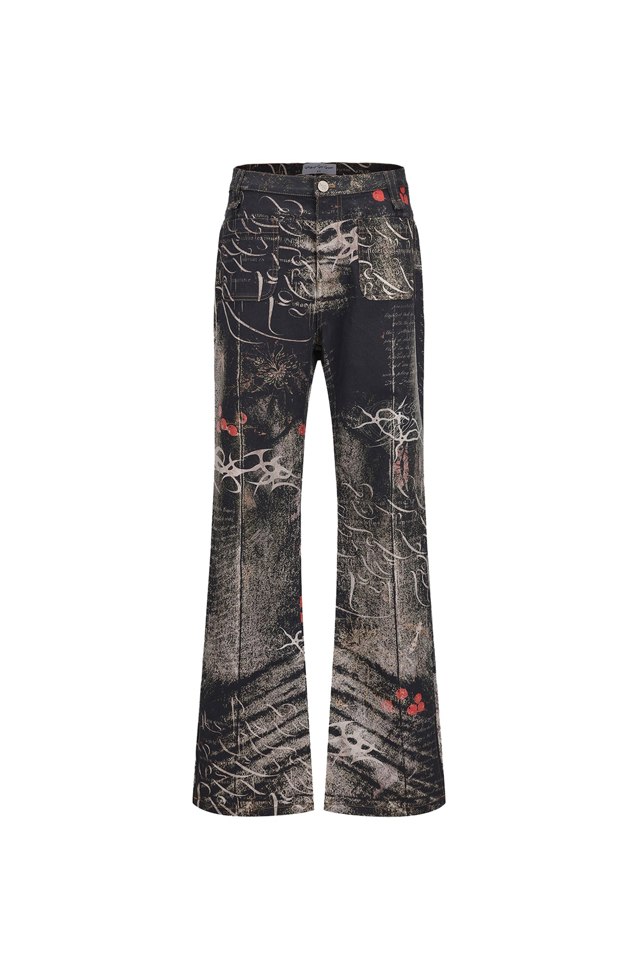 CYCYCY Full-Print Script Flared Jeans