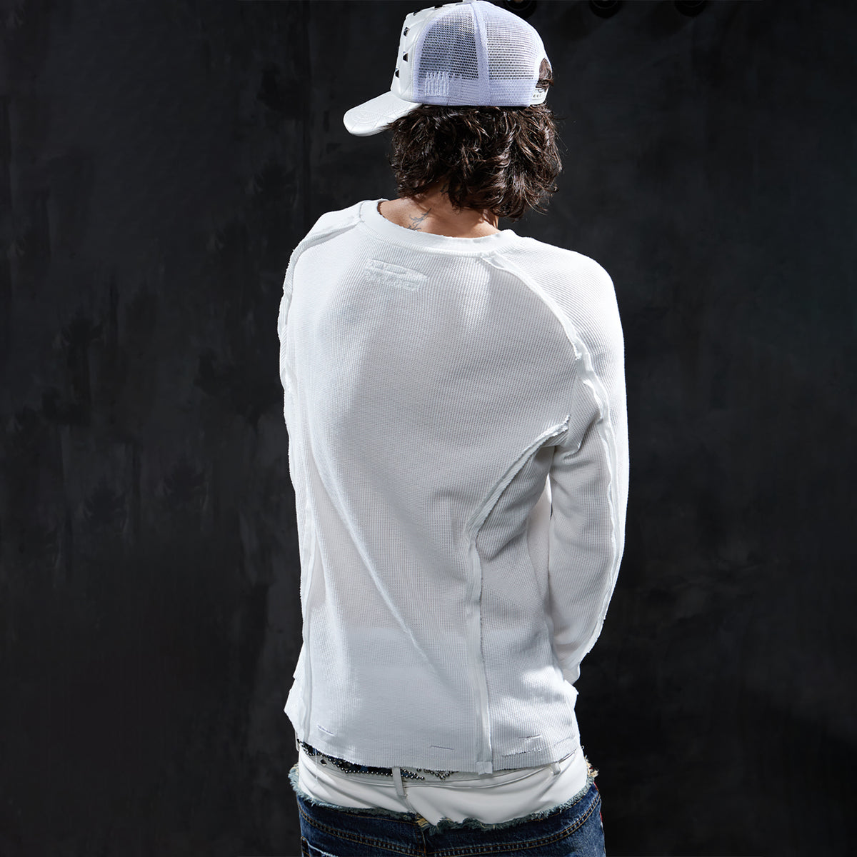 DND4DES Retro Deconstructed Waffle-Knit Long-Sleeve Tee