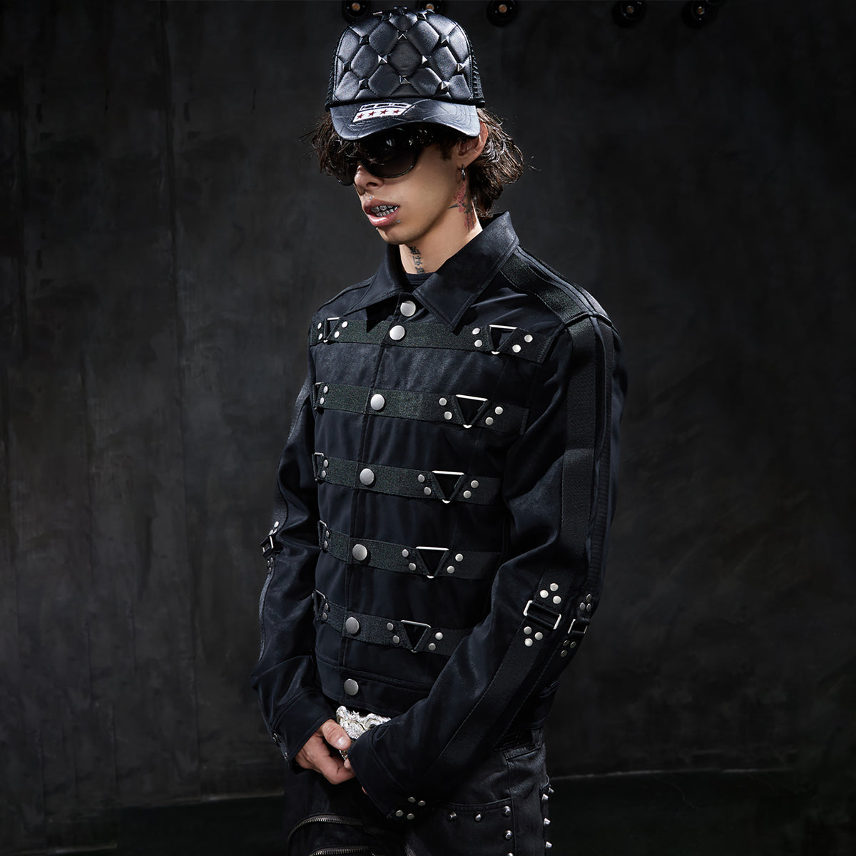 DND4DES Studded Lapel Suede Biker Jacket