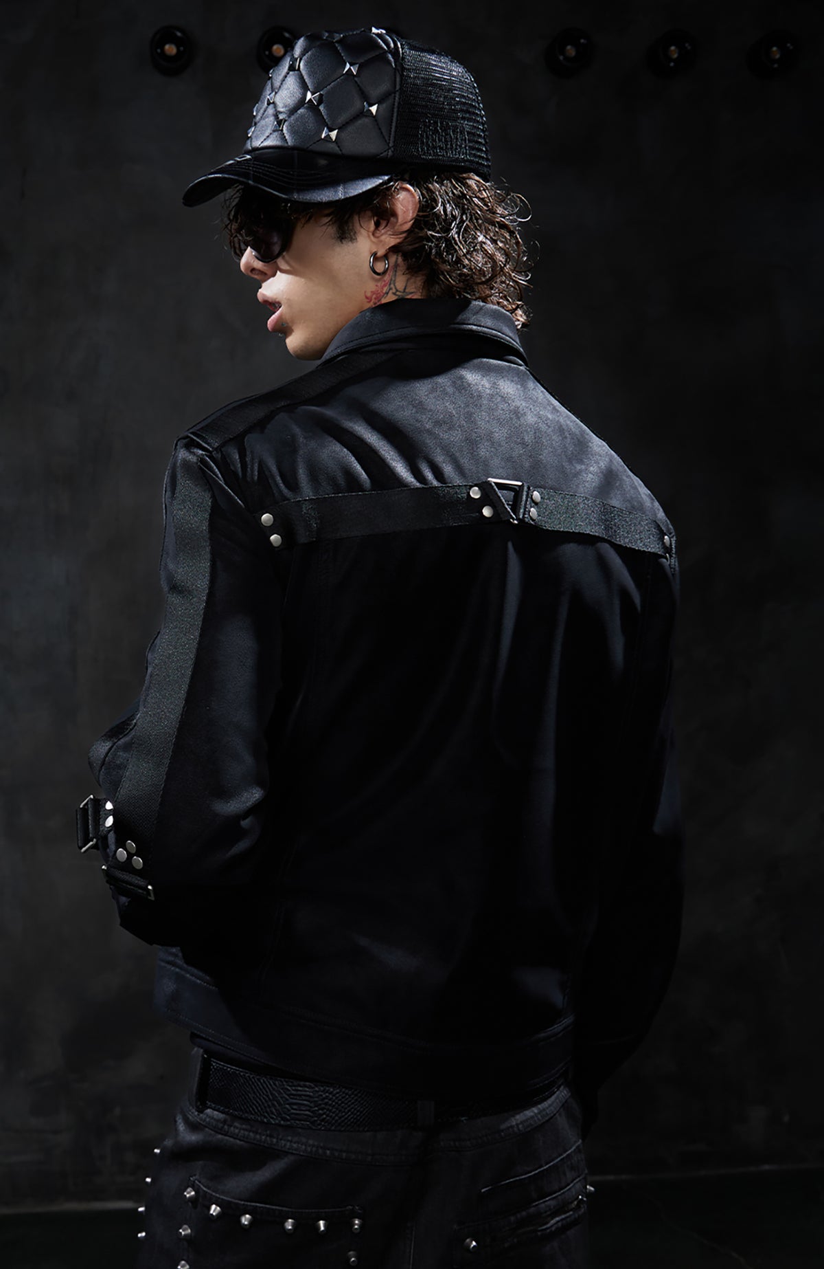 DND4DES Studded Lapel Suede Biker Jacket