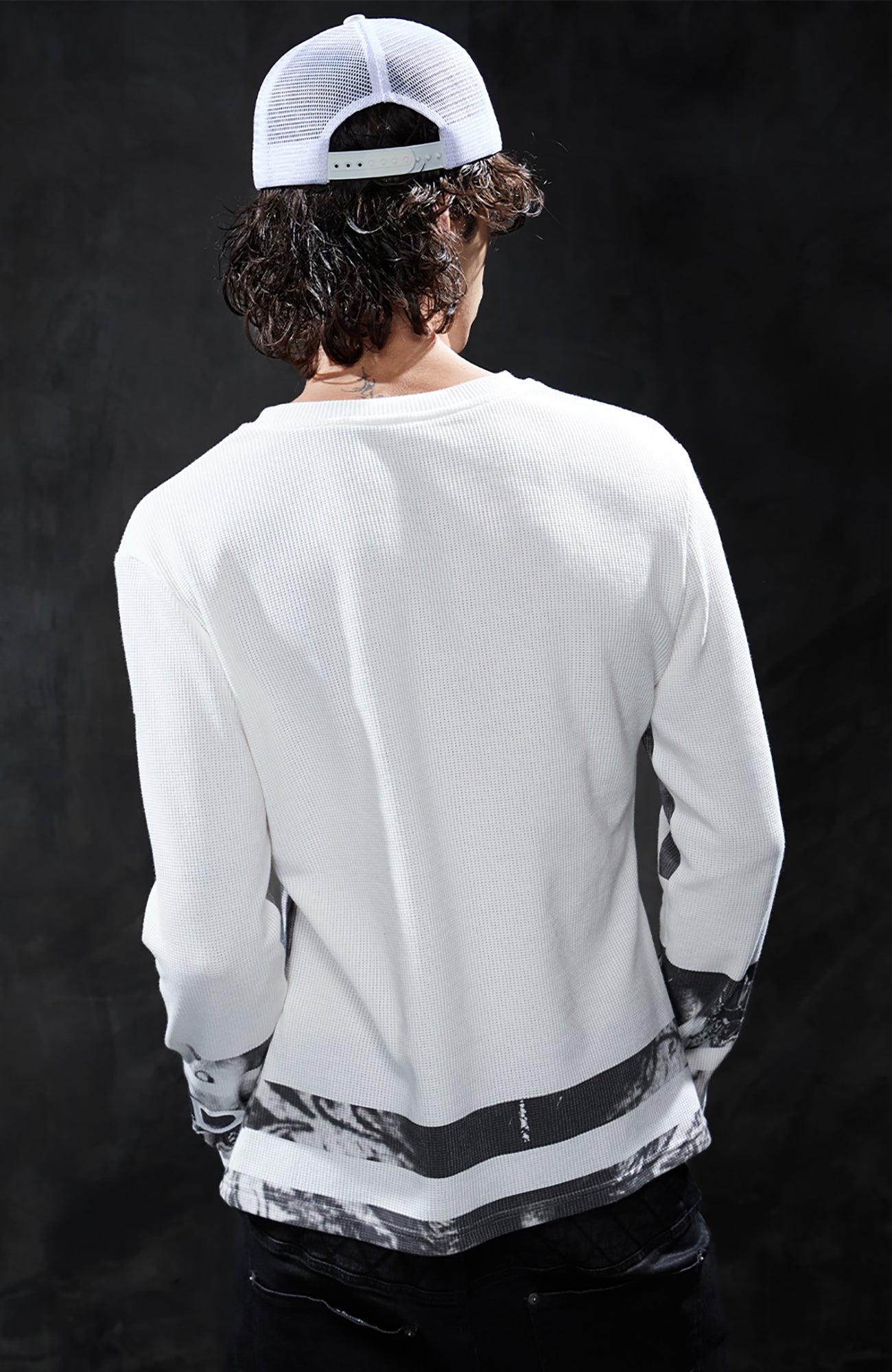 DND4DES Graphic Waffle-Knit Slim Long-Sleeve Tee